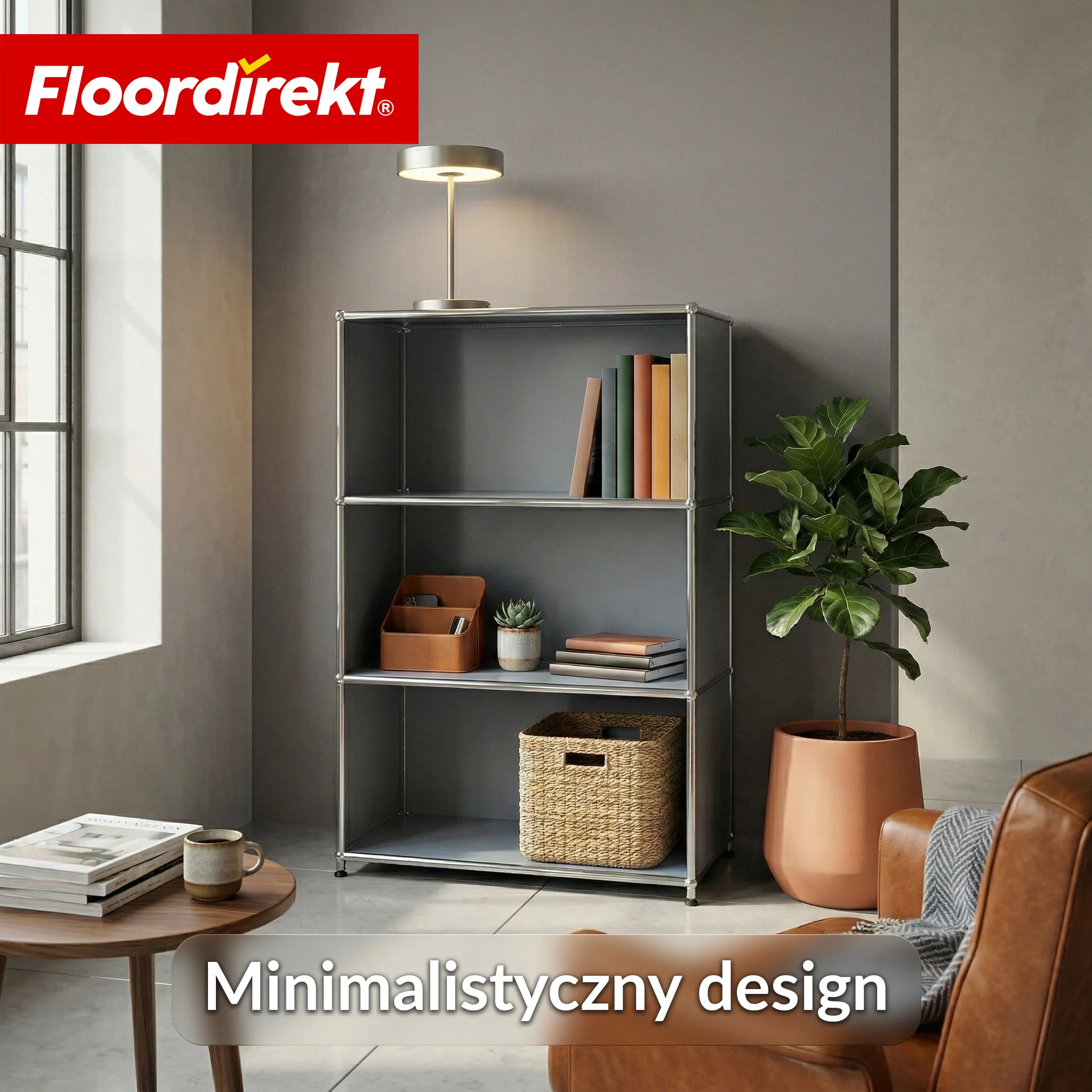 Metallowy regał | Concept Epure MK-101 | Regał stojący 4 półki | Regał na książki z bocznymi ściankami | Nowoczesny regał do przechowywania - Image 19