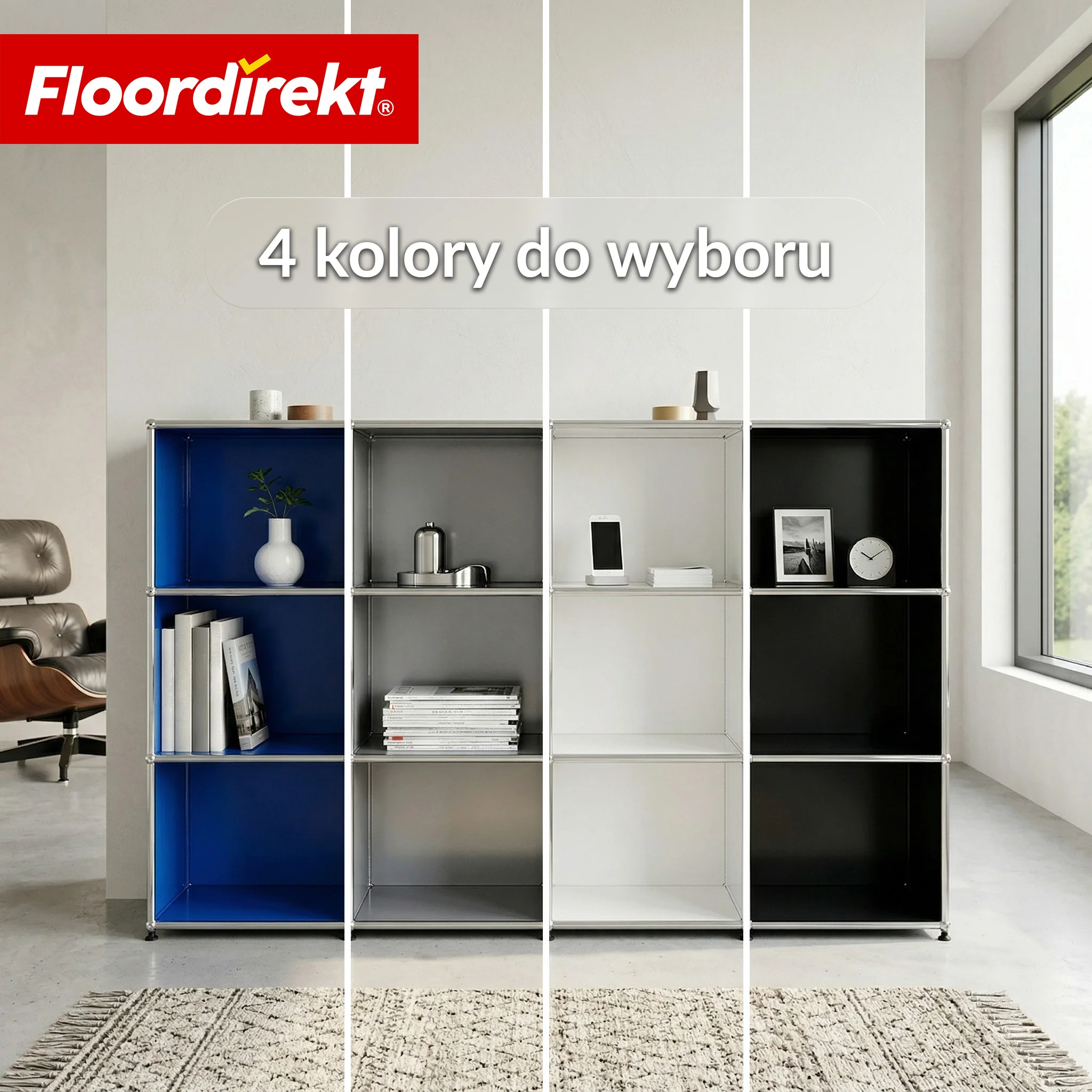 Metallowy regał | Concept Epure MK-101 | Regał stojący 4 półki | Regał na książki z bocznymi ściankami | Nowoczesny regał do przechowywania - Image 23