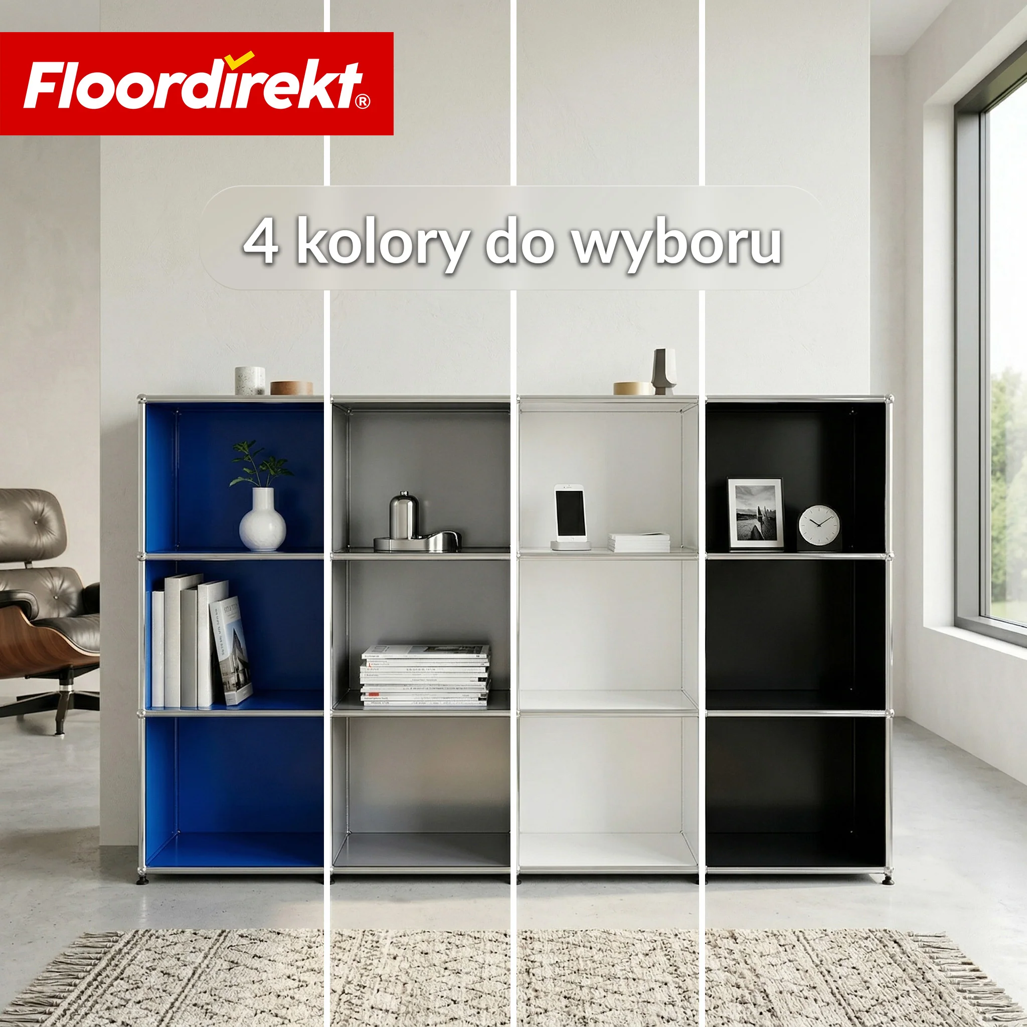 Metallowy regał | Concept Epure MK-101 | Regał stojący 4 półki | Regał na książki z bocznymi ściankami | Nowoczesny regał do przechowywania - Image 31