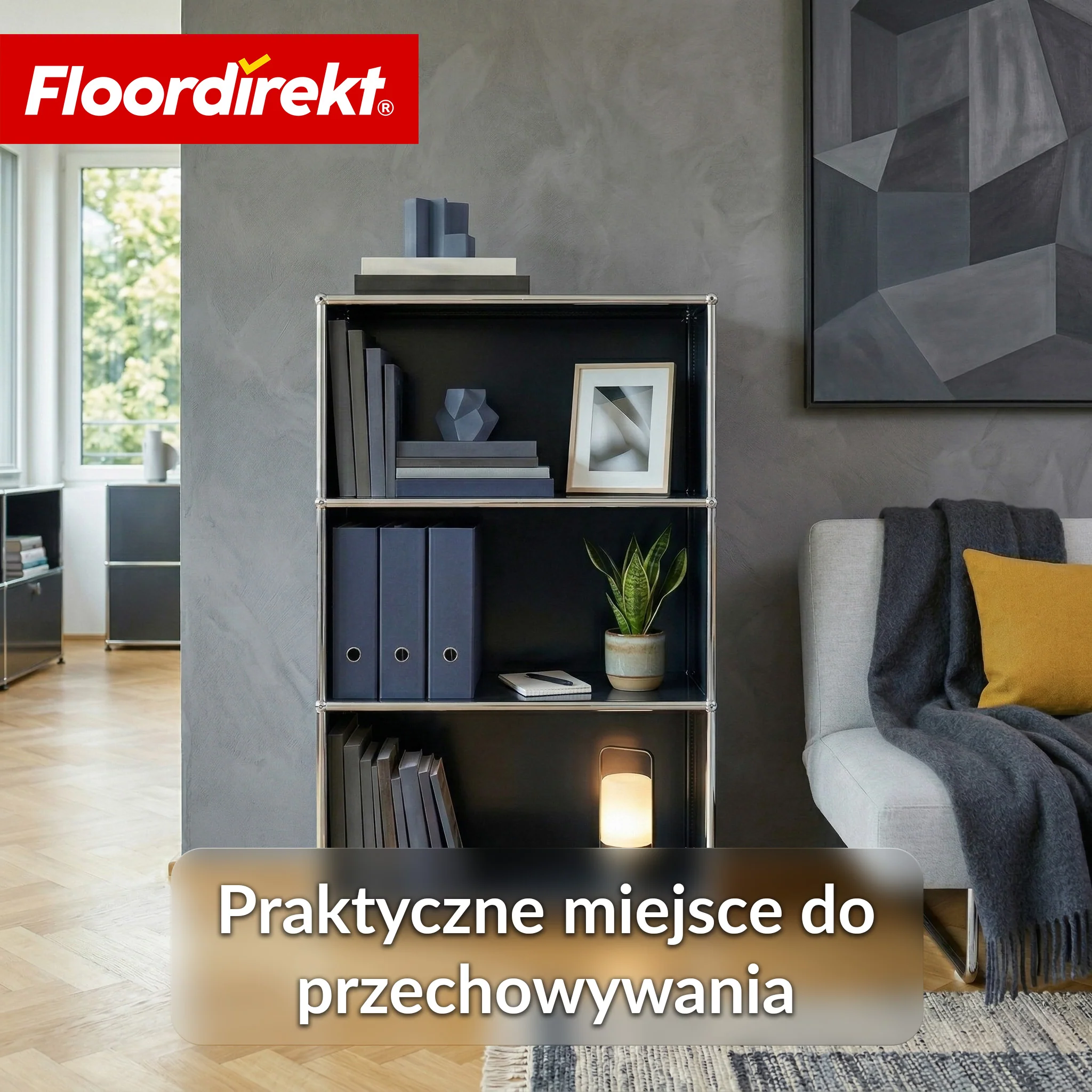 Metallowy regał | Concept Epure MK-101 | Regał stojący 4 półki | Regał na książki z bocznymi ściankami | Nowoczesny regał do przechowywania - Image 5