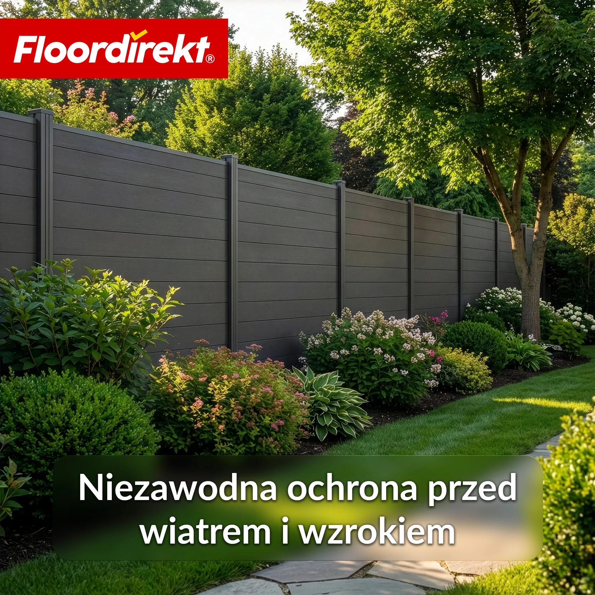 Ogrodzenie WPC | Ponza | 180 x 180 cm | Nowoczesna osłona prywatności i wiatru w kolorze czarnym z aluminiowymi słupkami - Image 5