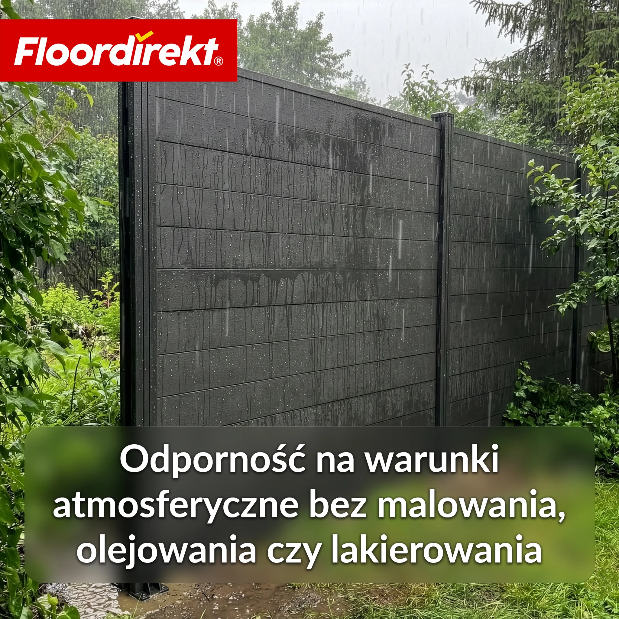 Ogrodzenie WPC | Ponza | 180 x 180 cm | Nowoczesna osłona prywatności i wiatru w kolorze czarnym z aluminiowymi słupkami - Image 6
