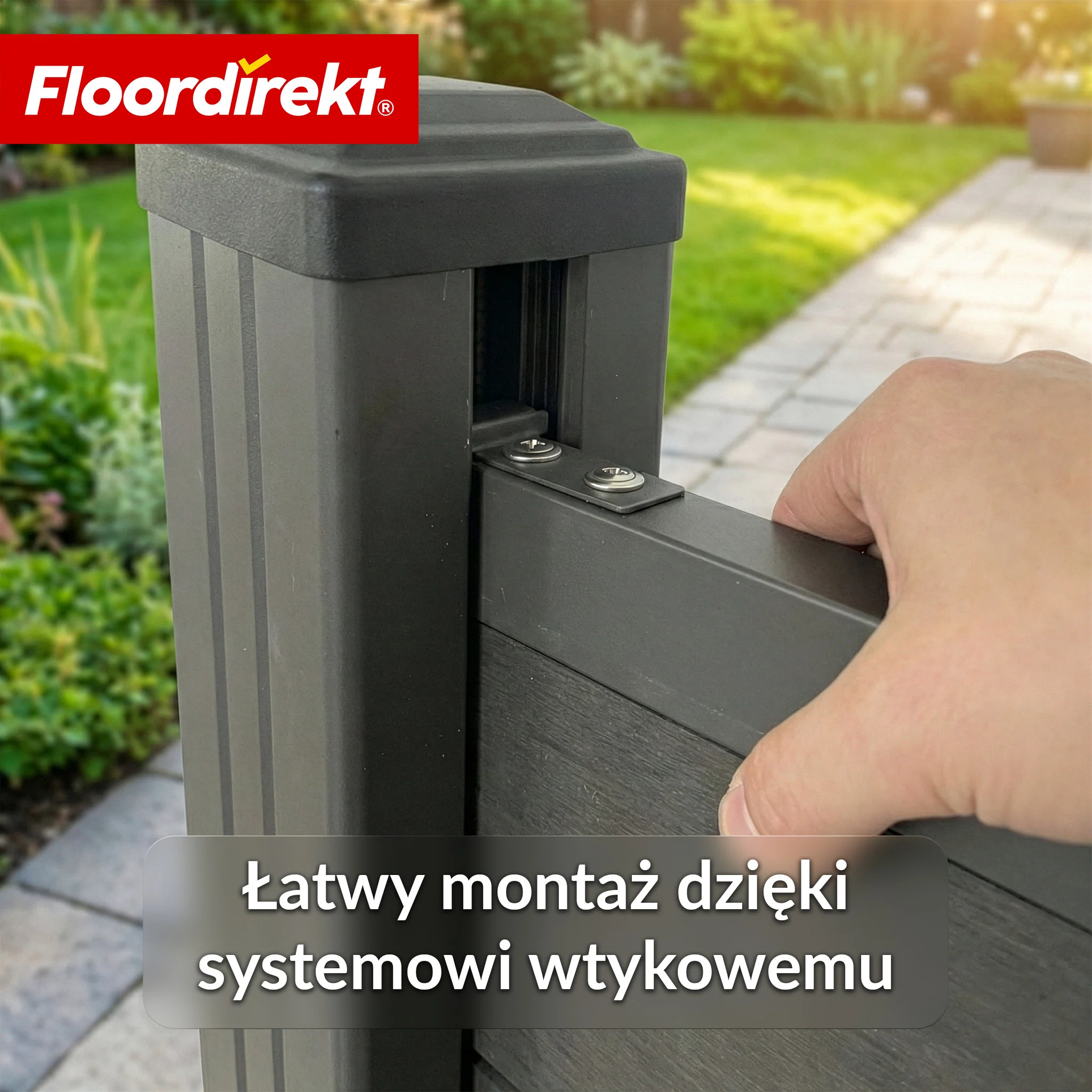Ogrodzenie WPC | Ponza | 180 x 180 cm | Nowoczesna osłona prywatności i wiatru w kolorze czarnym z aluminiowymi słupkami - Image 8