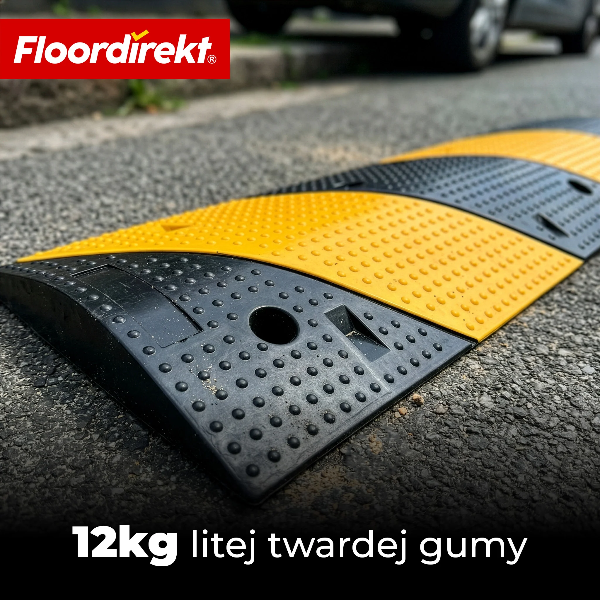 Próg zwalniający Pico | gumowy próg drogowy do 30 t | próg spowalniający żółto-czarny 100 x 30 cm - Image 3