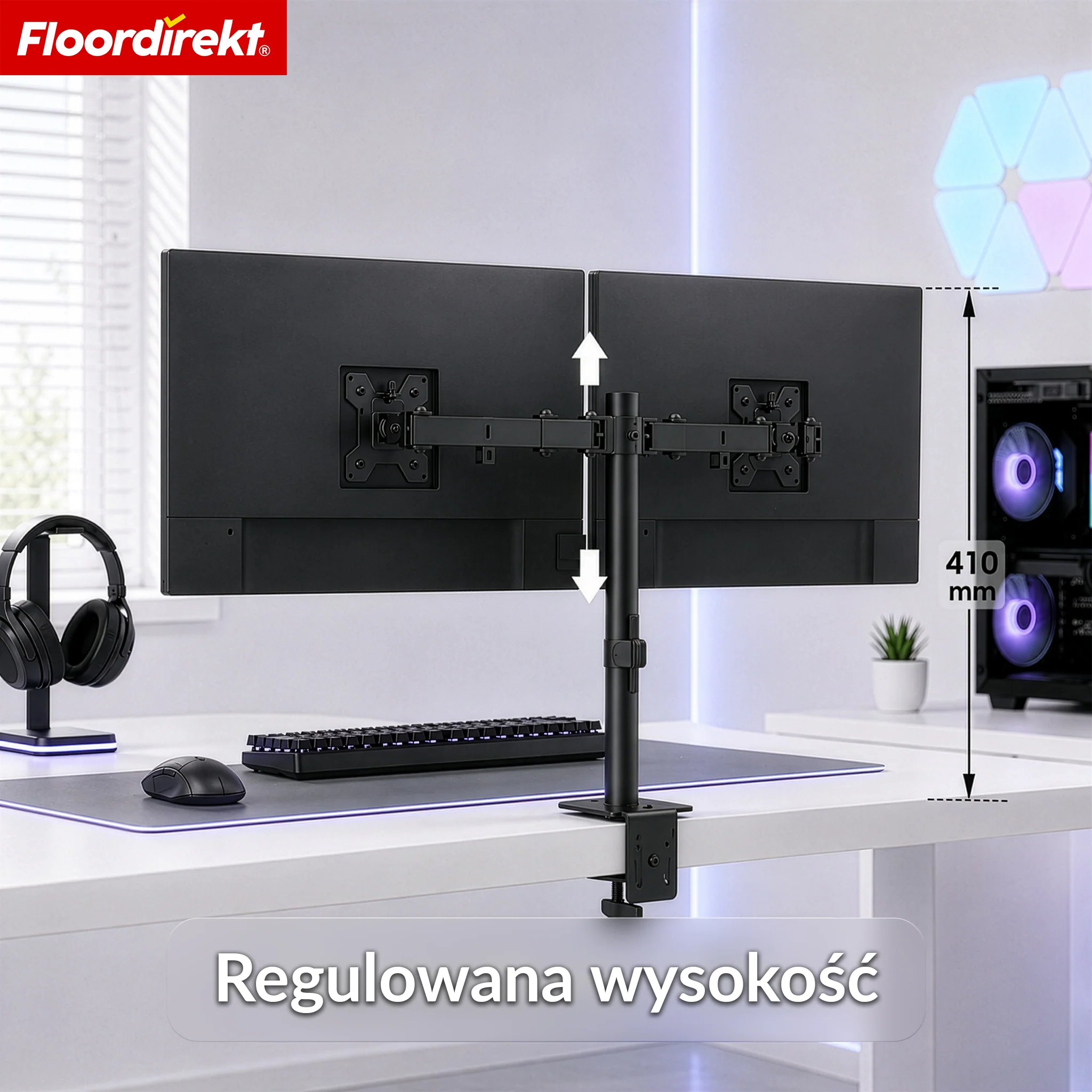 Ramię monitora | Elastycznie regulowany uchwyt na monitor z zaciskiem biurkowym do 1 lub 2 monitorów - Image 15