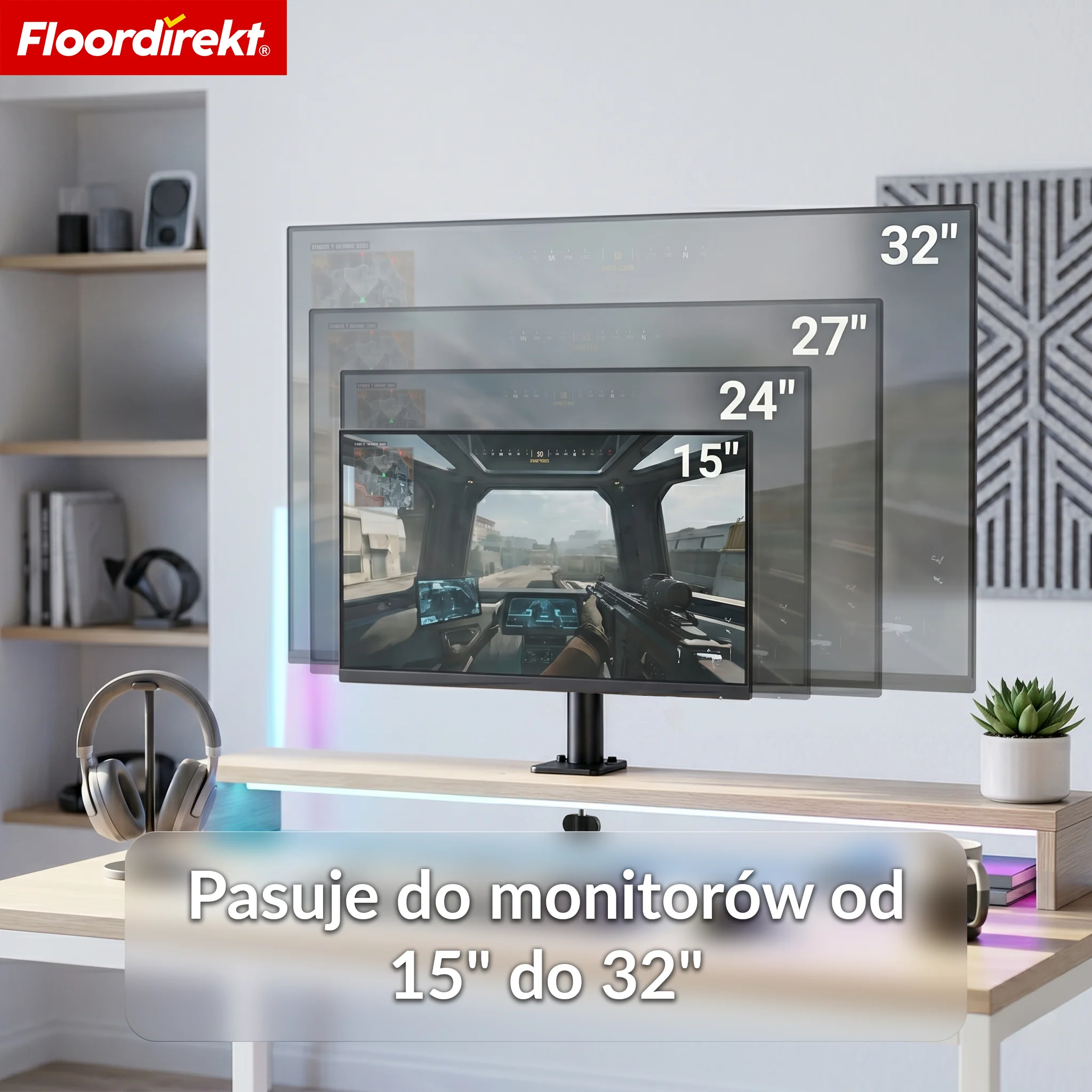 Ramię monitora | Elastycznie regulowany uchwyt na monitor z zaciskiem biurkowym do 1 lub 2 monitorów - Image 3