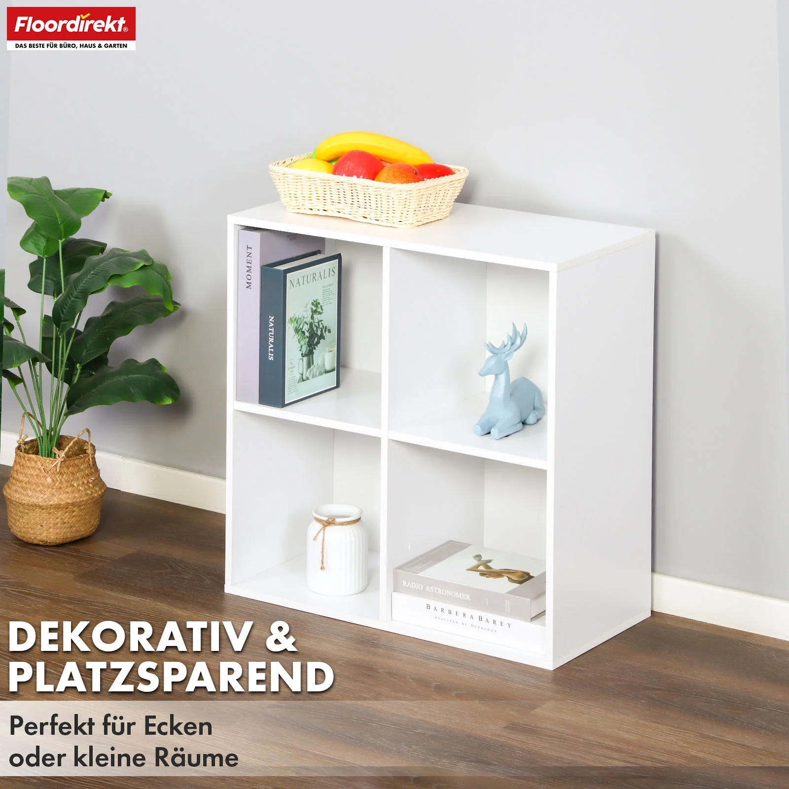 Regał | California | Nowoczesny, oszczędzający miejsce regał MDF z zabezpieczeniem przed przechyleniem w kolorze białym 4-8 otwartych przegródek - Image 3