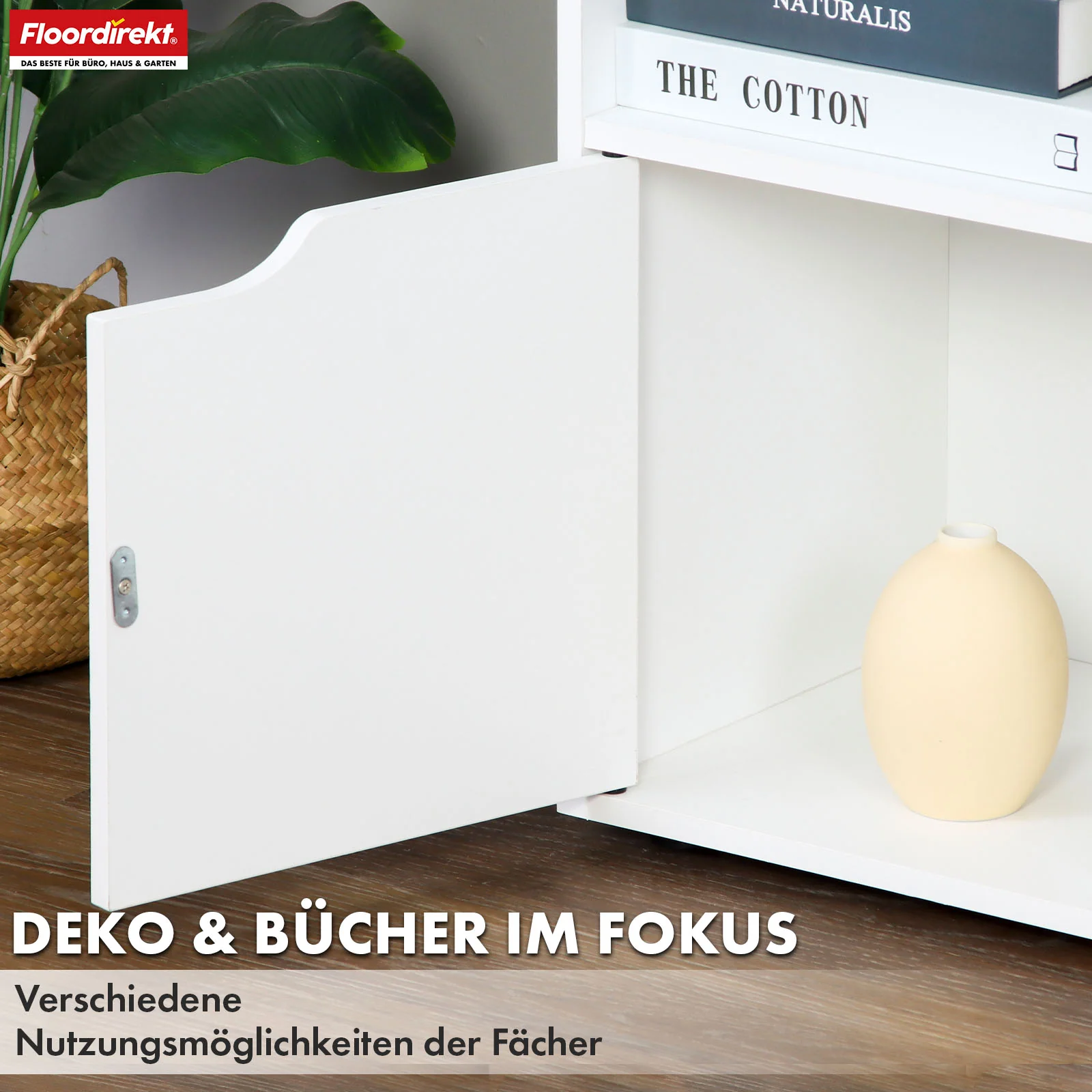 Regał | Connecticut | Biały regał MDF z półkami i drzwiami, zabezpieczenie przed przechyleniem, 2 rozmiary - Image 6