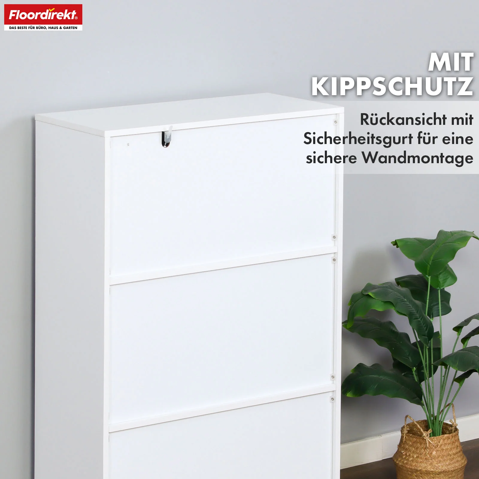 Regał | Connecticut | Biały regał MDF z półkami i drzwiami, zabezpieczenie przed przechyleniem, 2 rozmiary - Image 7