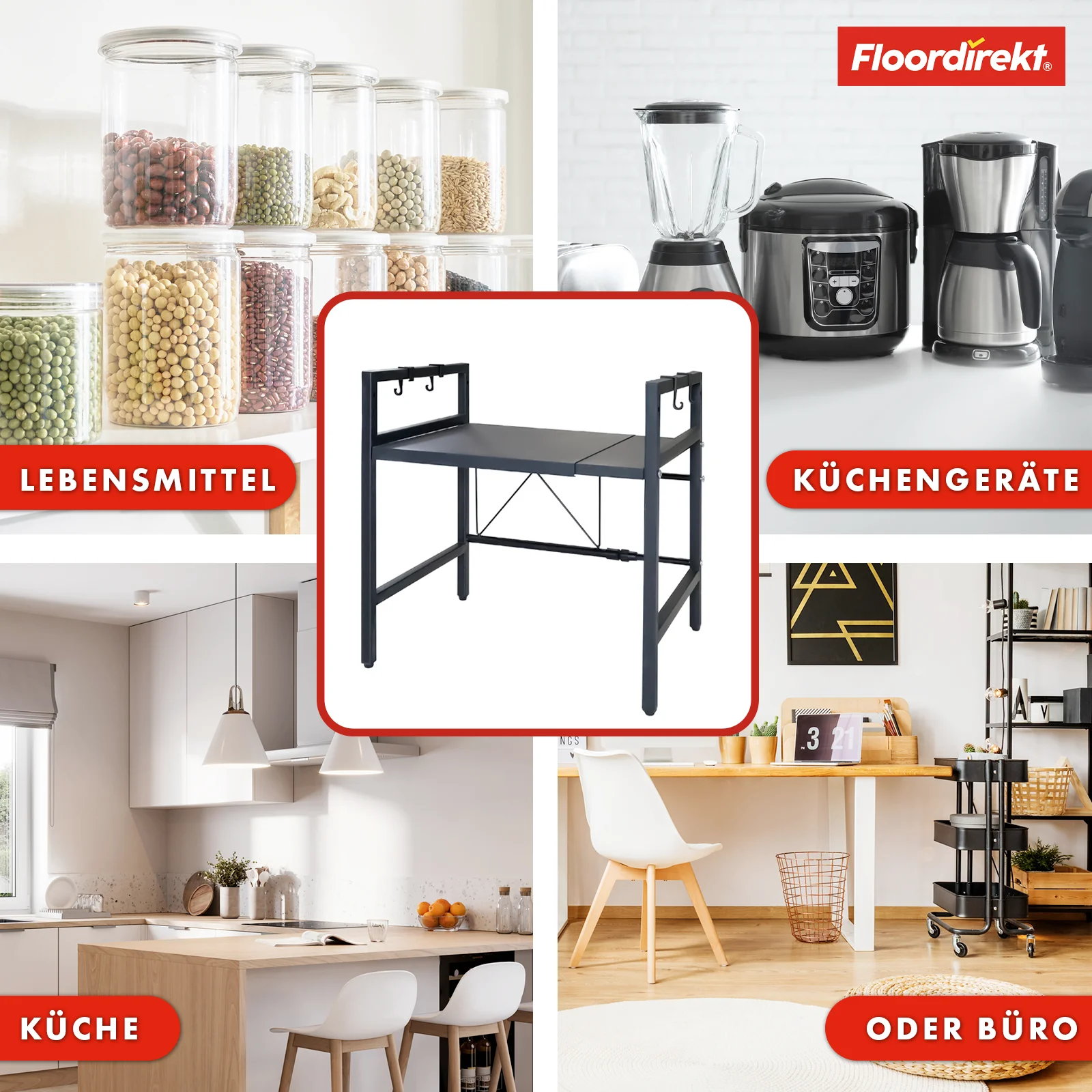 Półka na kuchenkę mikrofalową | Durango | Regulowany organizer kuchenny z 3 haczykami | Dostępny w 2 rozmiarach - Image 10