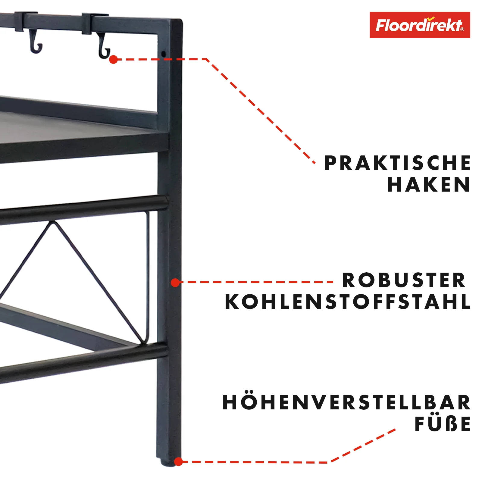 Półka na kuchenkę mikrofalową | Durango | Regulowany organizer kuchenny z 3 haczykami | Dostępny w 2 rozmiarach - Image 8