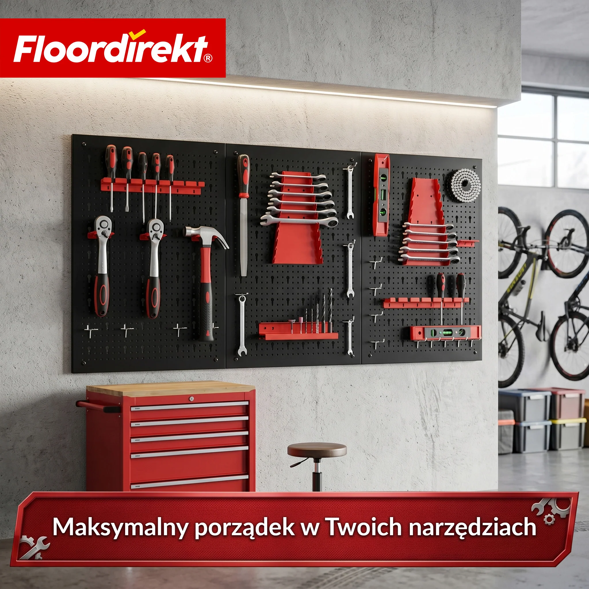 Ścianka narzędziowa | Parker | Metalowy zestaw tablicy perforowanej z akcesoriami | Uchwyt na narzędzia do warsztatu i garażu - Image 12