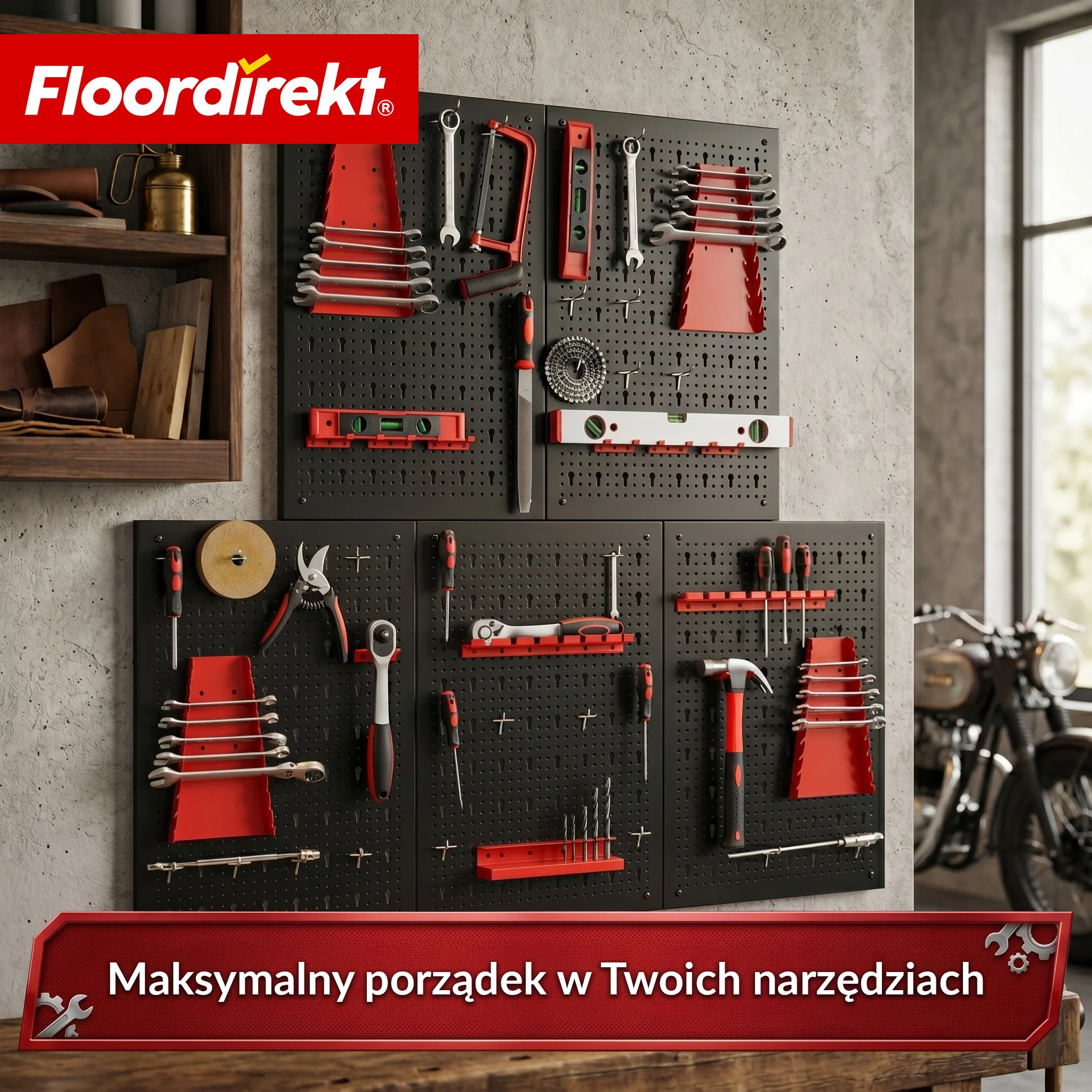Ścianka narzędziowa | Parker | Metalowy zestaw tablicy perforowanej z akcesoriami | Uchwyt na narzędzia do warsztatu i garażu - Image 30