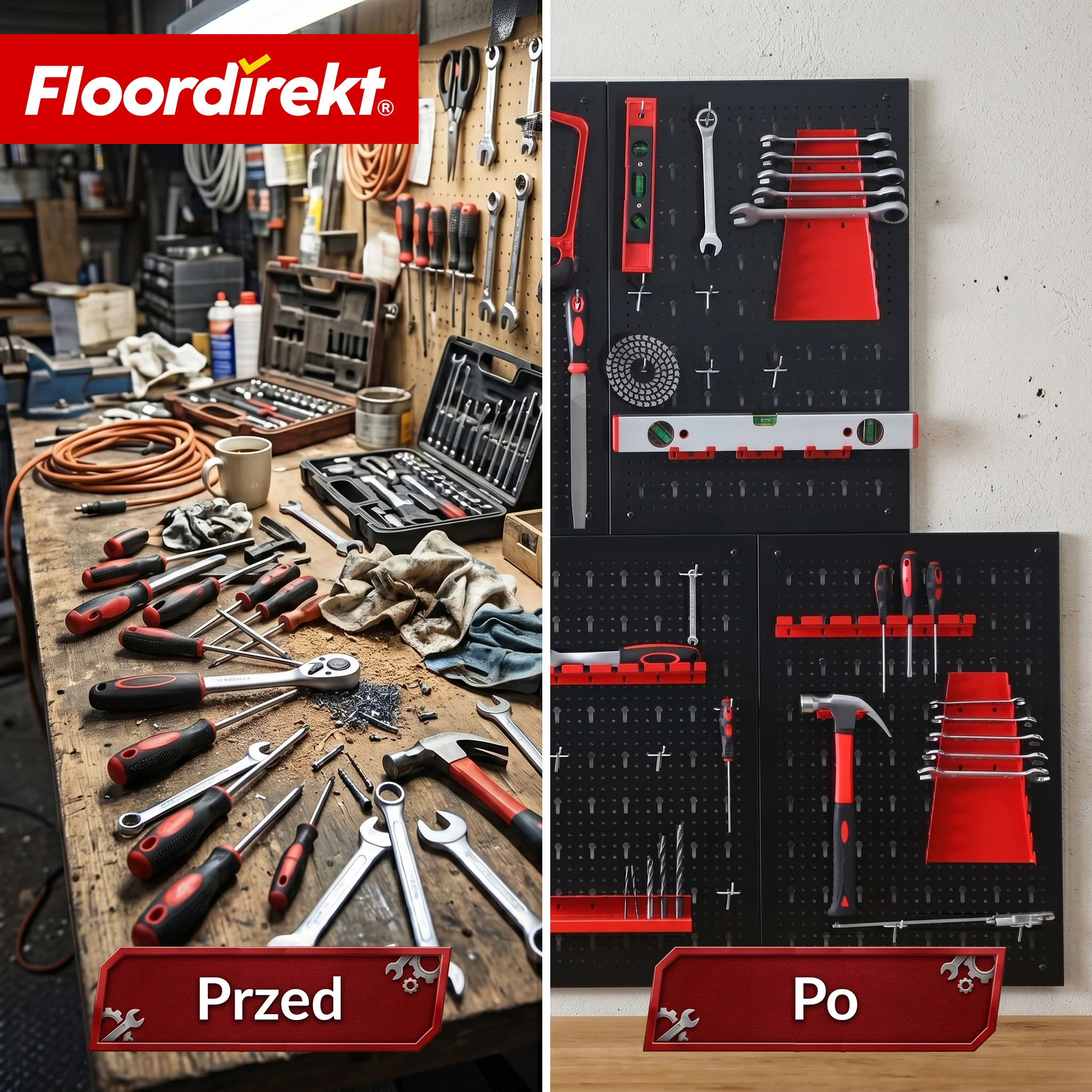 Ścianka narzędziowa | Parker | Metalowy zestaw tablicy perforowanej z akcesoriami | Uchwyt na narzędzia do warsztatu i garażu - Image 32