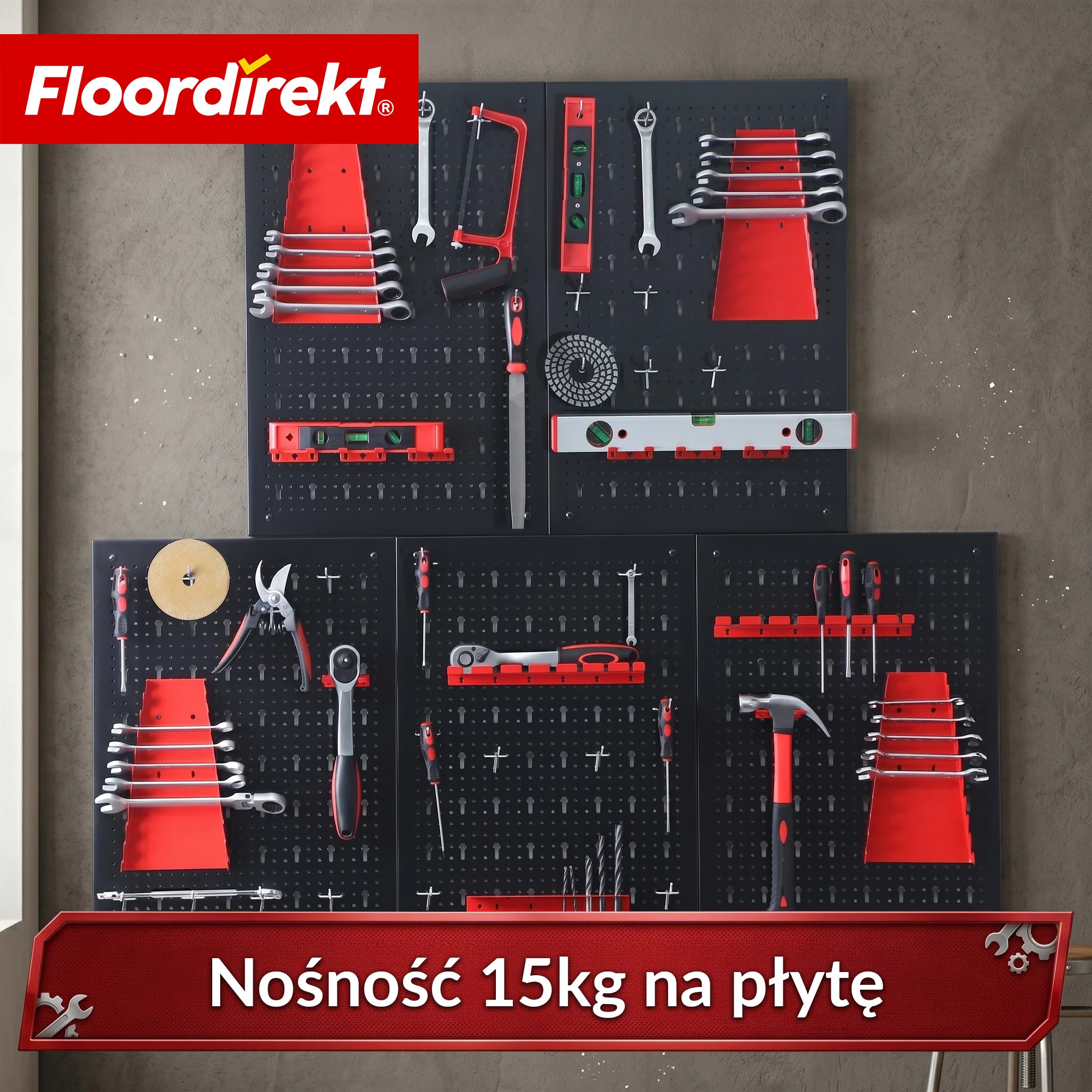 Ścianka narzędziowa | Parker | Metalowy zestaw tablicy perforowanej z akcesoriami | Uchwyt na narzędzia do warsztatu i garażu - Image 35