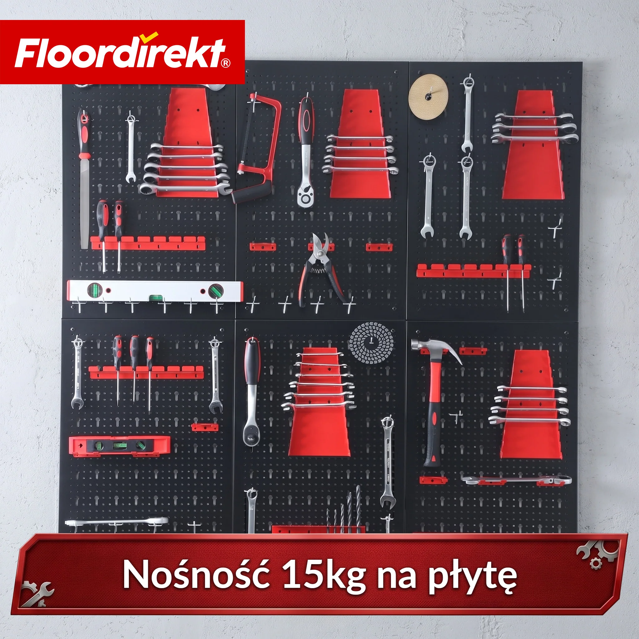 Ścianka narzędziowa | Parker | Metalowy zestaw tablicy perforowanej z akcesoriami | Uchwyt na narzędzia do warsztatu i garażu - Image 44