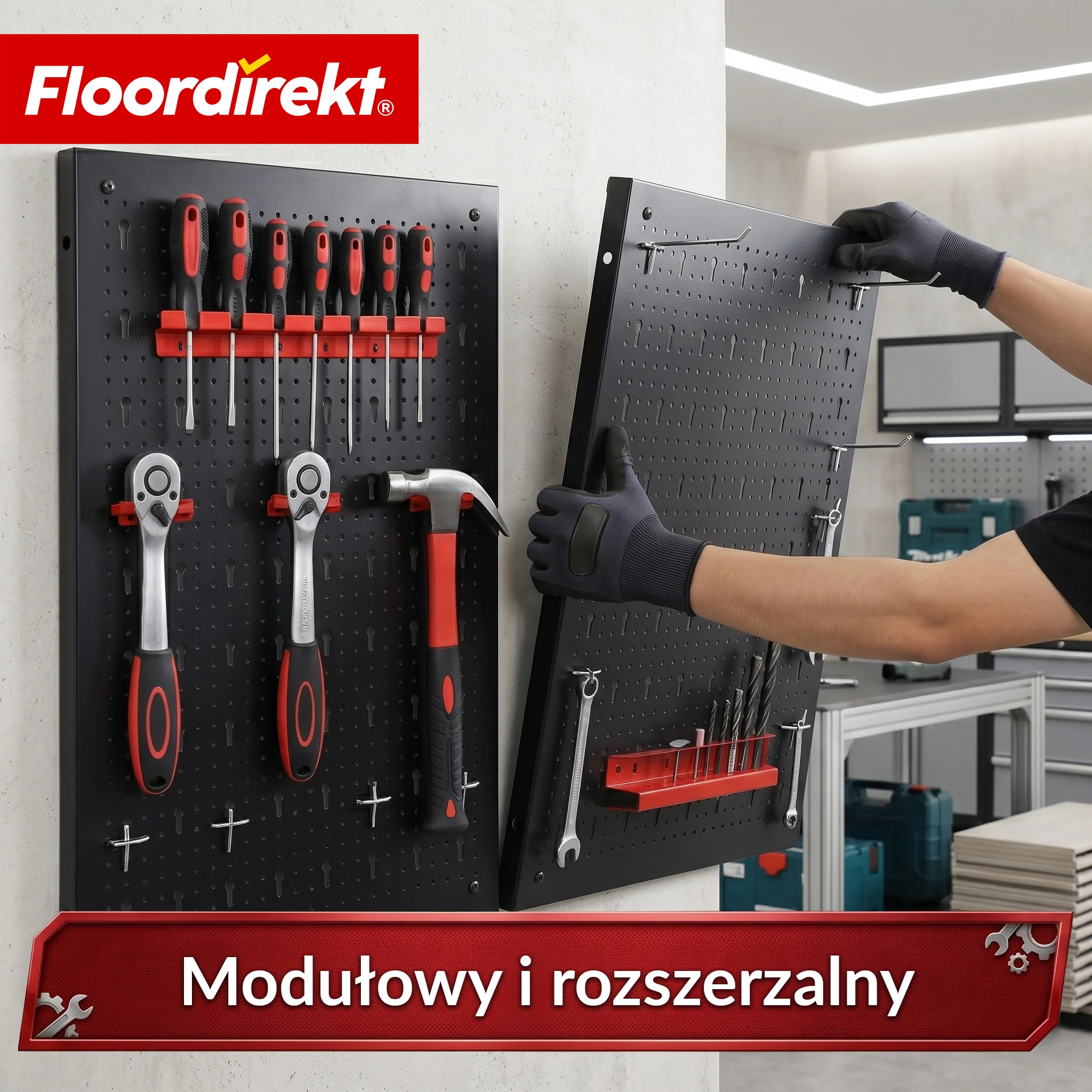 Ścianka narzędziowa | Parker | Metalowy zestaw tablicy perforowanej z akcesoriami | Uchwyt na narzędzia do warsztatu i garażu - Image 6