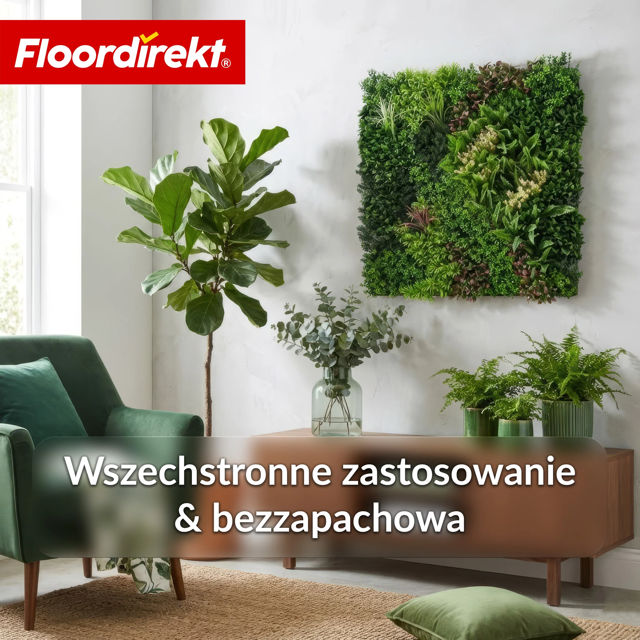 Ścianka roślinna | Hera | Naturalny, bezobsługowy panel z roślin sztucznych | Odporny na słońce i rozszerzalny dzięki systemowi klik | 100 × 100 cm - Image 5