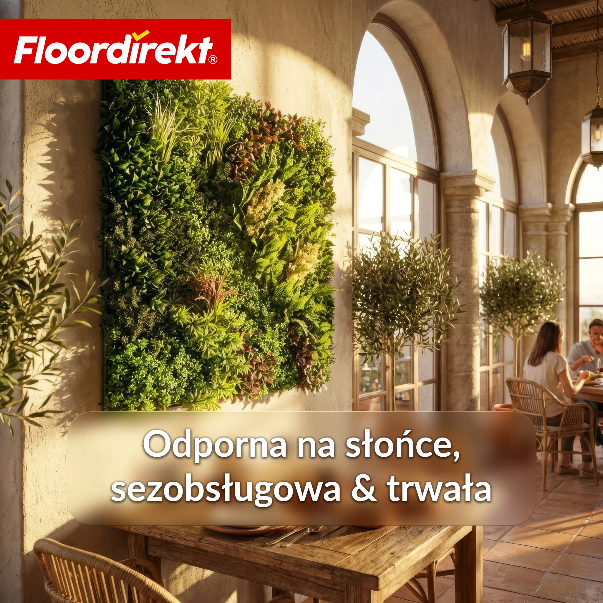 Ścianka roślinna | Hera | Naturalny, bezobsługowy panel z roślin sztucznych | Odporny na słońce i rozszerzalny dzięki systemowi klik | 100 × 100 cm - Image 6