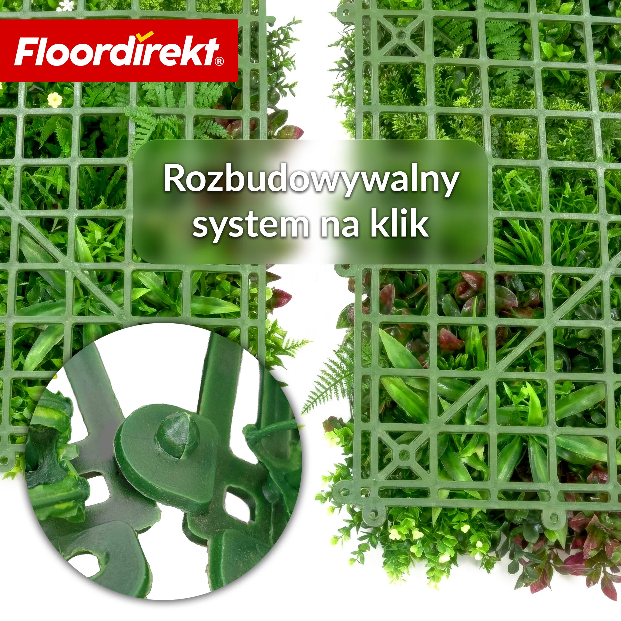 Ścianka roślinna | Hera | Naturalny, bezobsługowy panel z roślin sztucznych | Odporny na słońce i rozszerzalny dzięki systemowi klik | 100 × 100 cm - Image 7