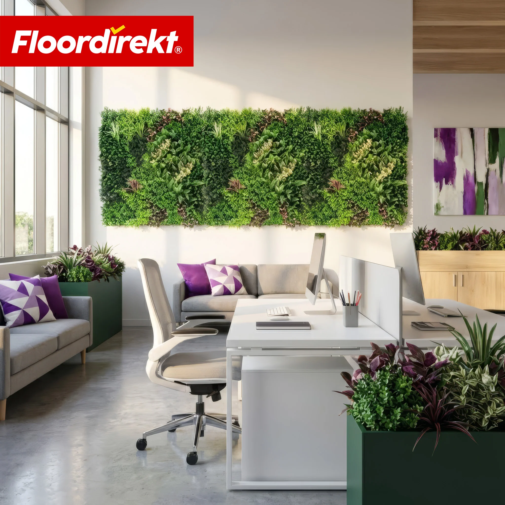 Ścianka roślinna | Hera | Naturalny, bezobsługowy panel z roślin sztucznych | Odporny na słońce i rozszerzalny dzięki systemowi klik | 100 × 100 cm - Image 8