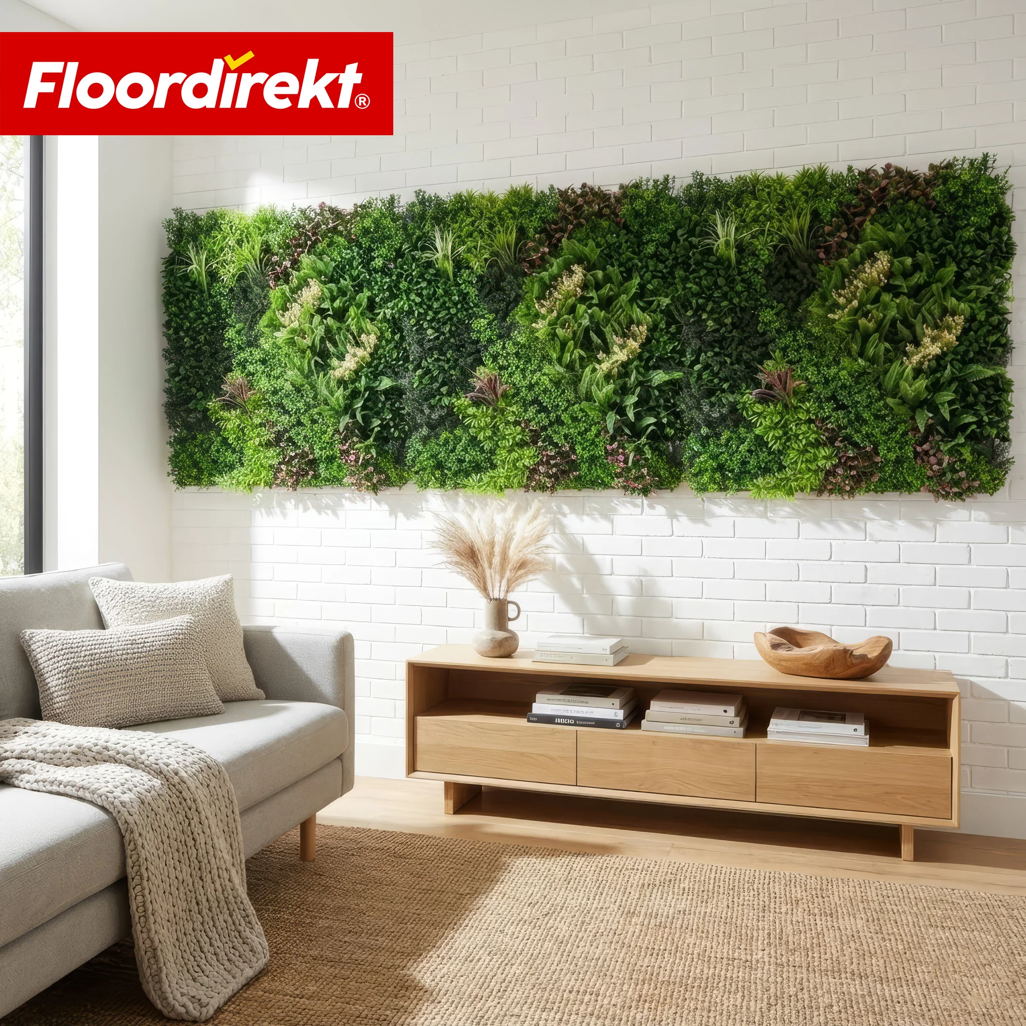 Ścianka roślinna | Hera | Naturalny, bezobsługowy panel z roślin sztucznych | Odporny na słońce i rozszerzalny dzięki systemowi klik | 100 × 100 cm - Image 9