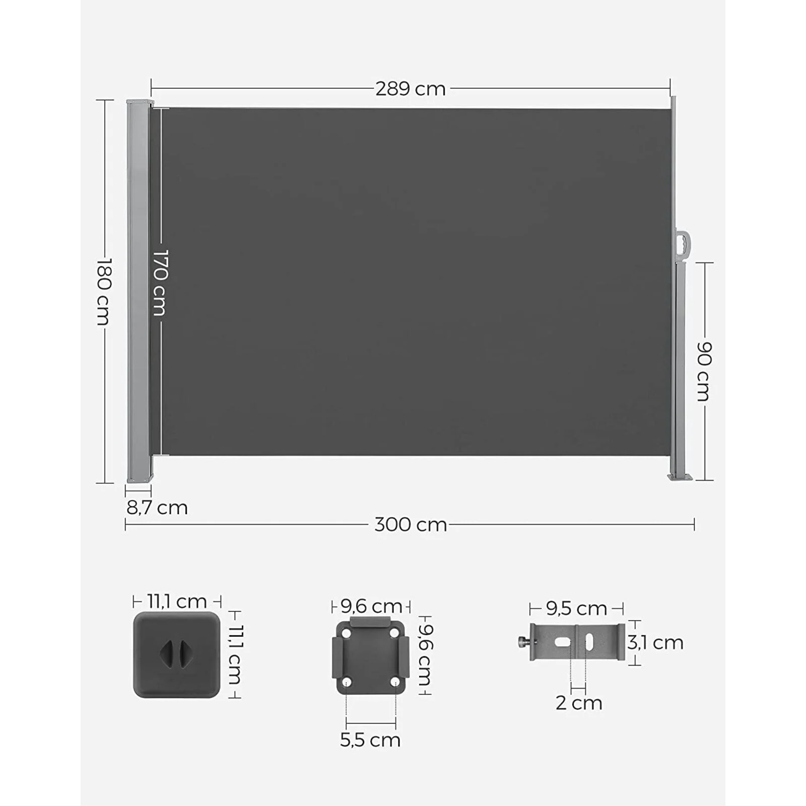 Markiza boczna - panel ogrodowy ochronny | szerokość ogrodzenia: 300 cm | 3 wysokości | 4 kolory - Image 17