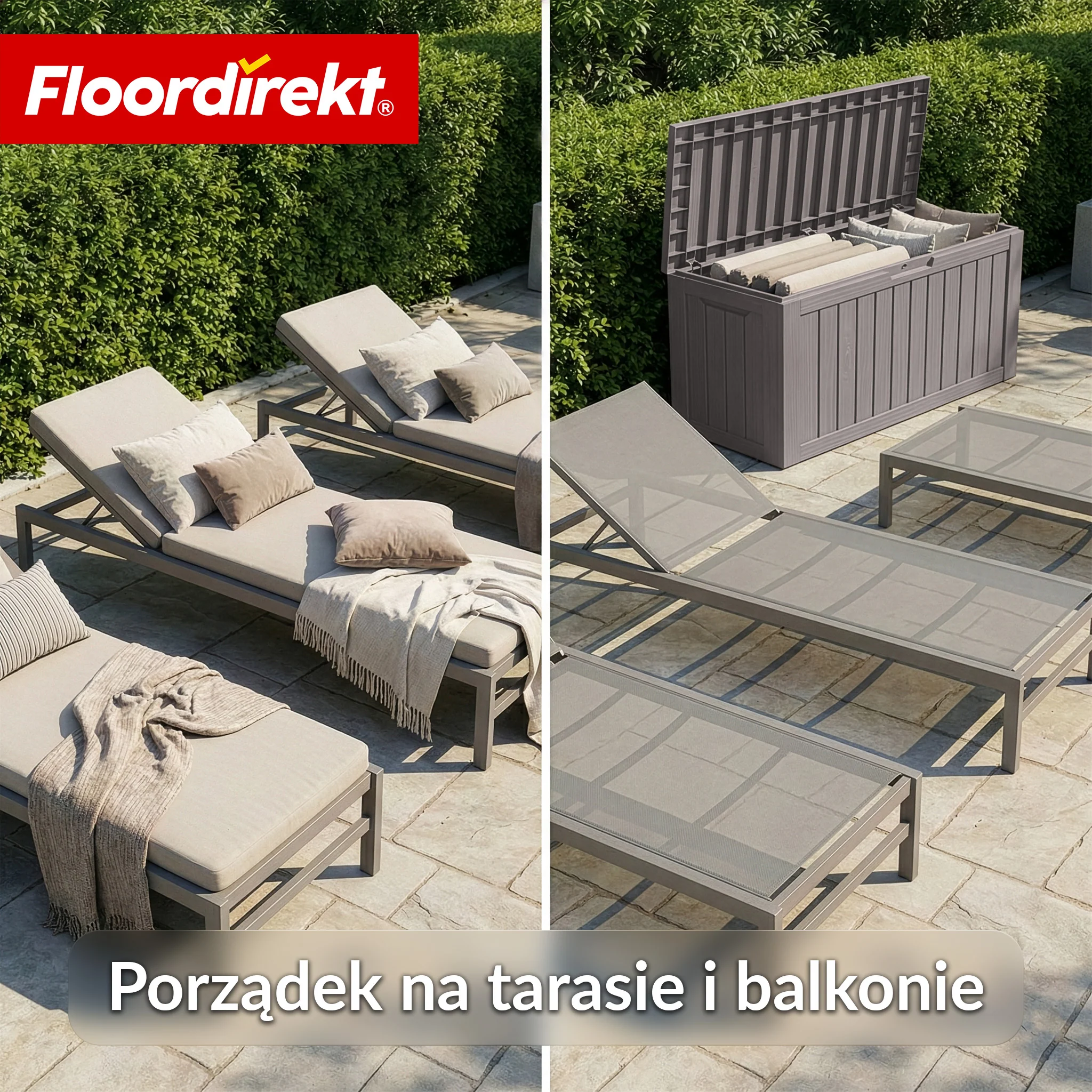 Skrzynia ogrodowa w wyglądzie drewna | Wodoodporna skrzynia na poduszki na taras i balkon | 118L / 270L / 300L - Image 33