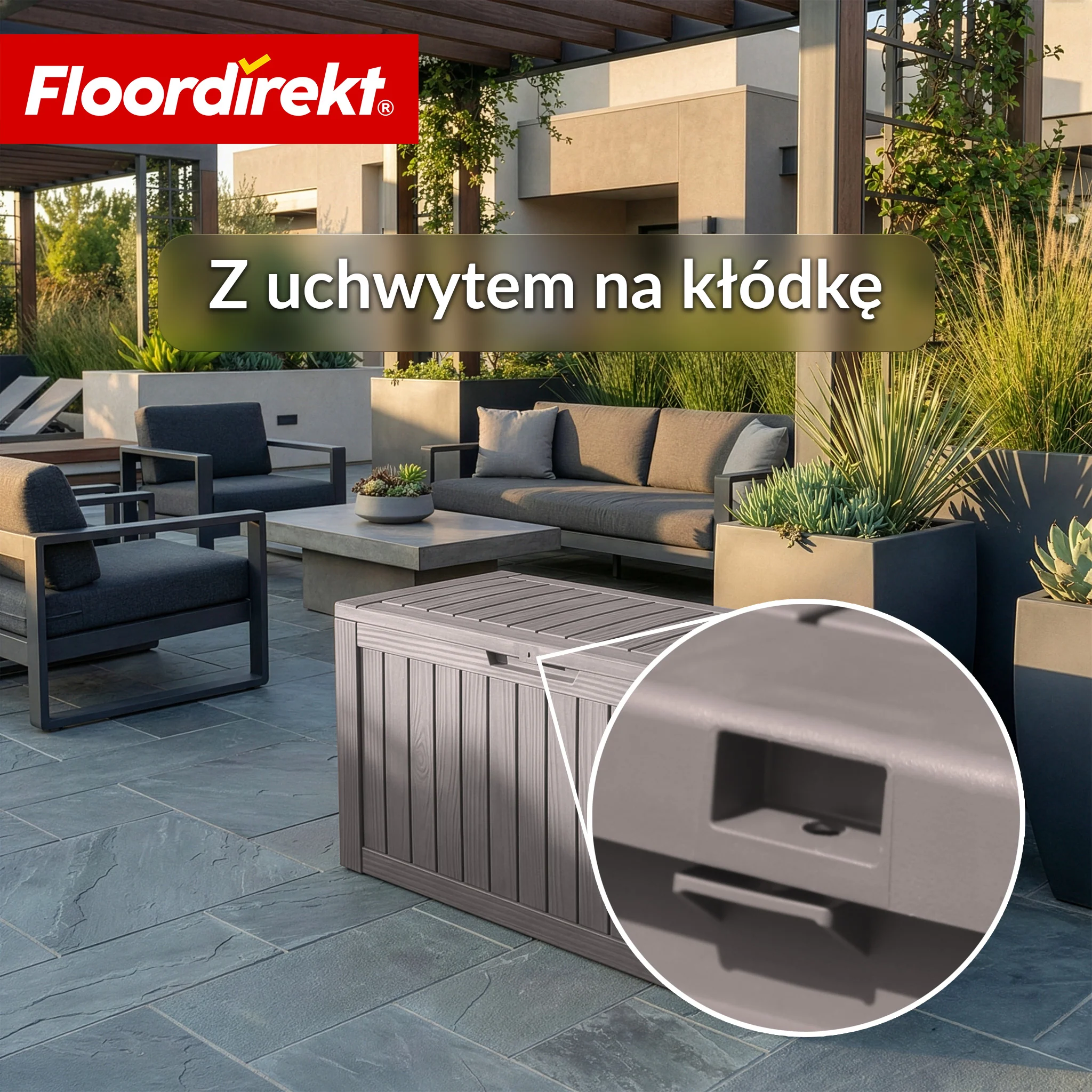 Skrzynia ogrodowa w wyglądzie drewna | Wodoodporna skrzynia na poduszki na taras i balkon | 118L / 270L / 300L - Image 36