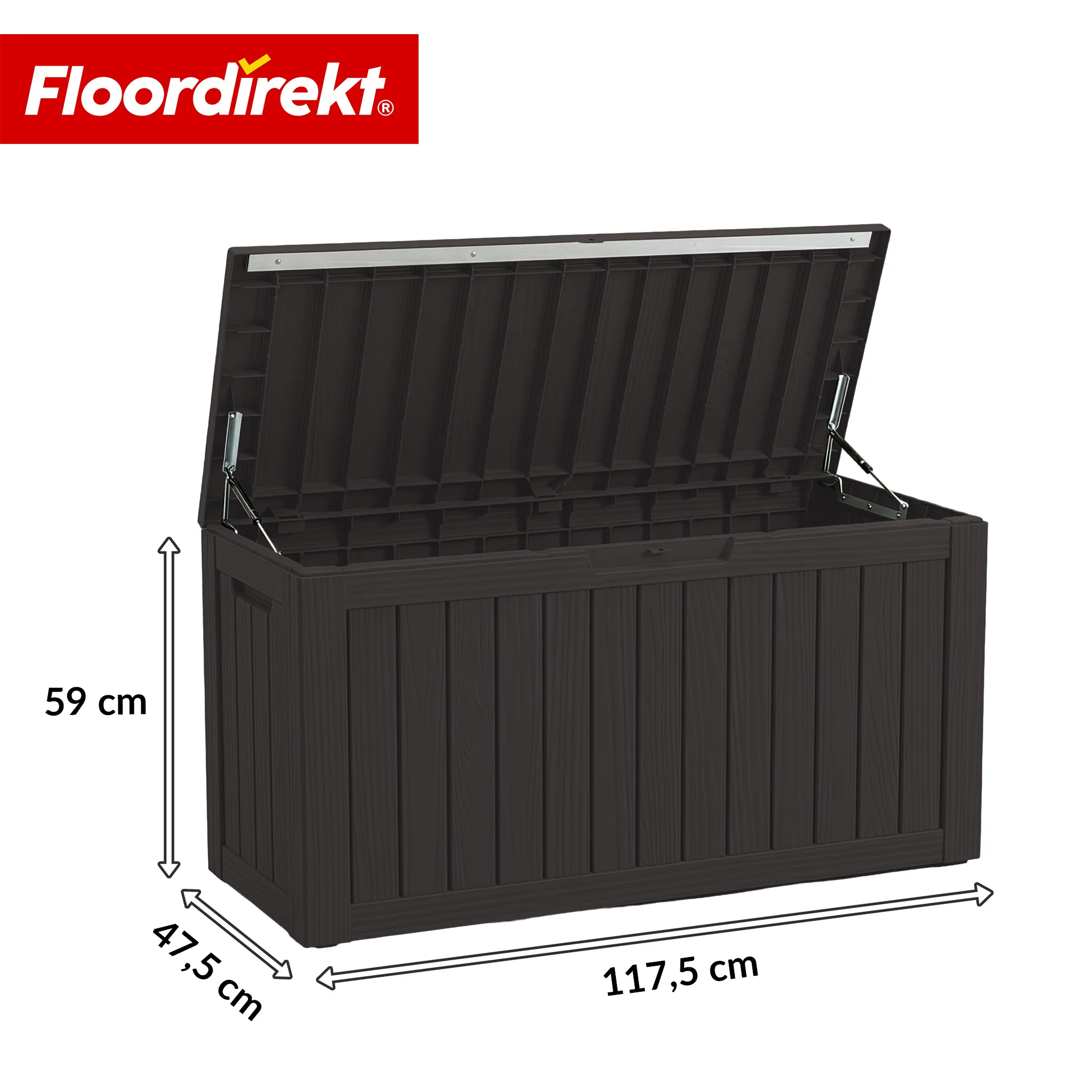 Skrzynia ogrodowa w wyglądzie drewna | Wodoodporna skrzynia na poduszki na taras i balkon | 118L / 270L / 300L - Image 40