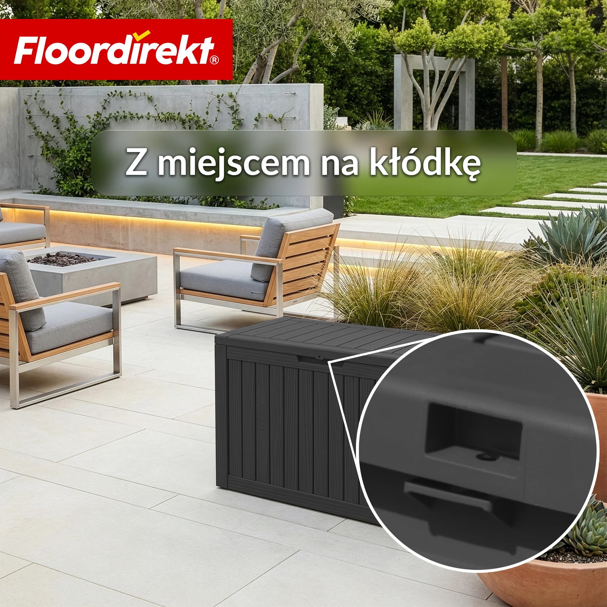 Skrzynia ogrodowa w wyglądzie drewna | Wodoodporna skrzynia na poduszki na taras i balkon | 118L / 270L / 300L - Image 46