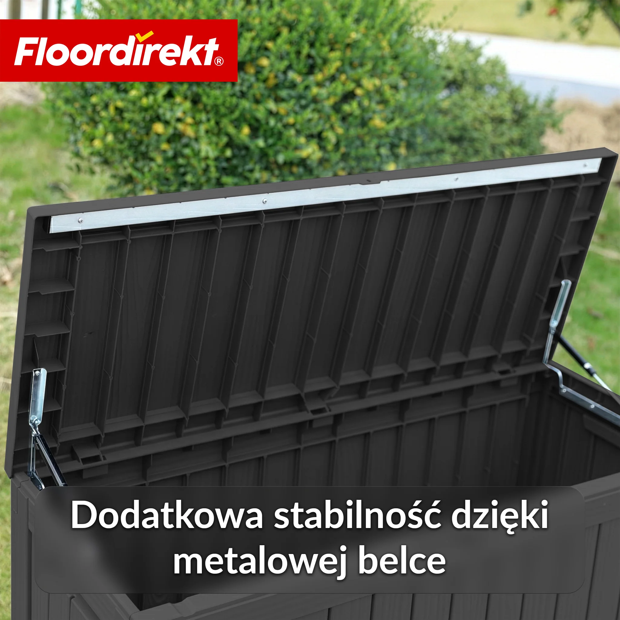 Skrzynia ogrodowa w wyglądzie drewna | Wodoodporna skrzynia na poduszki na taras i balkon | 118L / 270L / 300L - Image 48