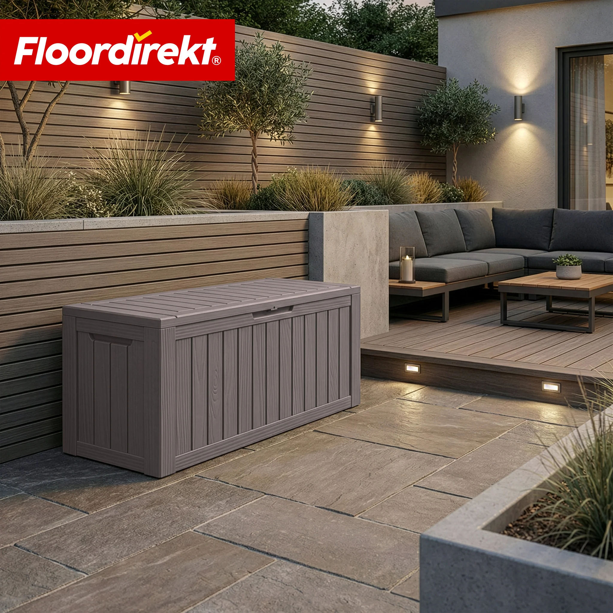 Skrzynia ogrodowa w wyglądzie drewna | Wodoodporna skrzynia na poduszki na taras i balkon | 118L / 270L / 300L - Image 60