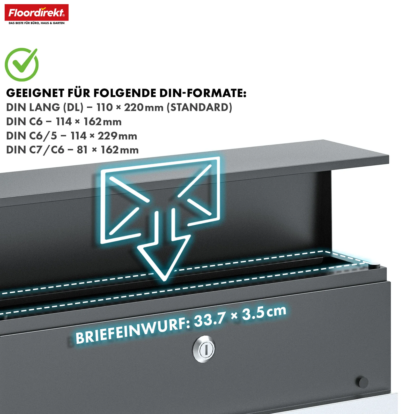 Skrzynka na listy | Gaston | Nowoczesna naścienna skrzynka na listy z miejscem na gazety i tabliczką znamionową ze stali nierdzewnej w kolorze antracytowym - Image 4