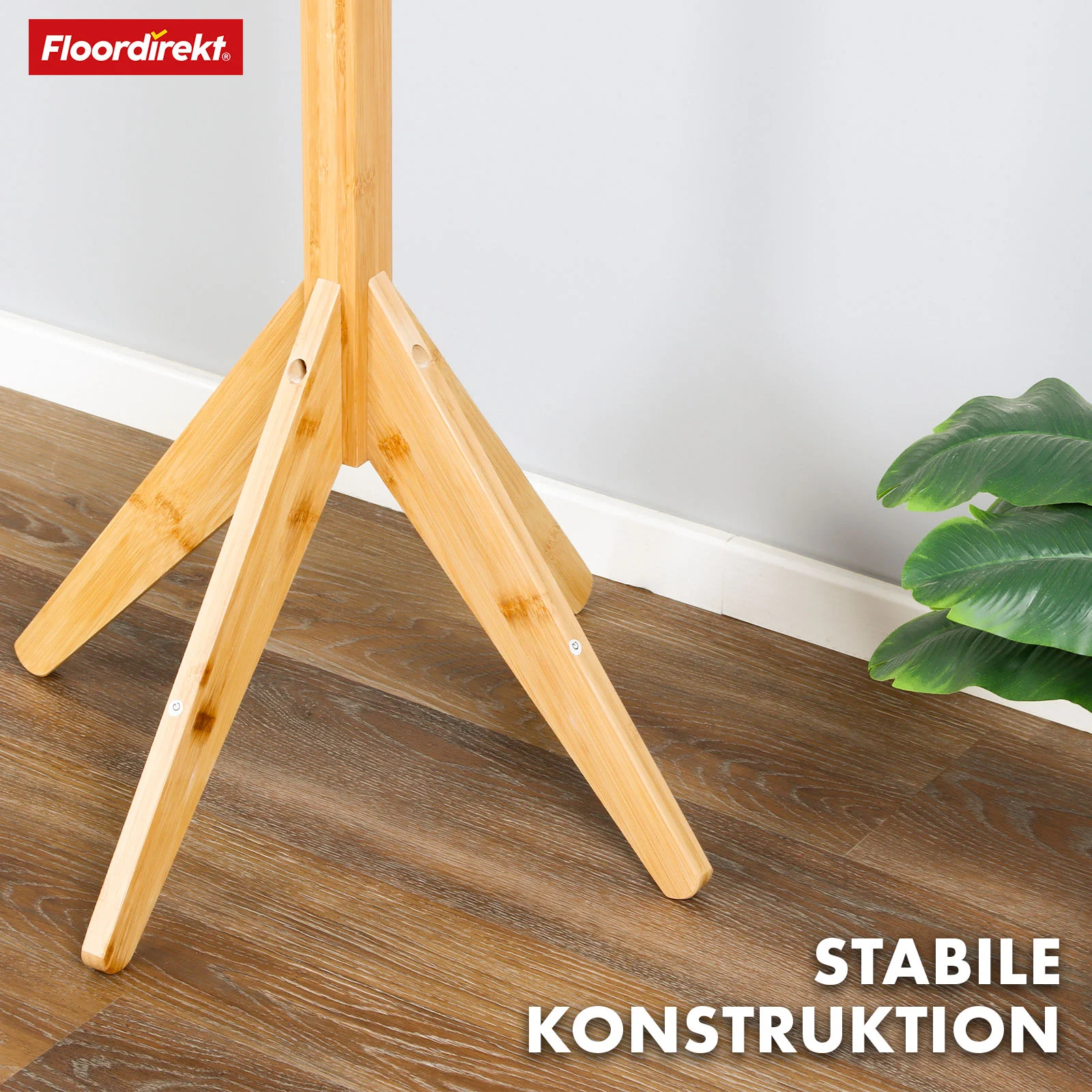 Bambusowy wieszak na ubrania | Maryland | Elegancki i naturalny design | 8 haczyków na kurtki, torby i nie tylko - Image 3
