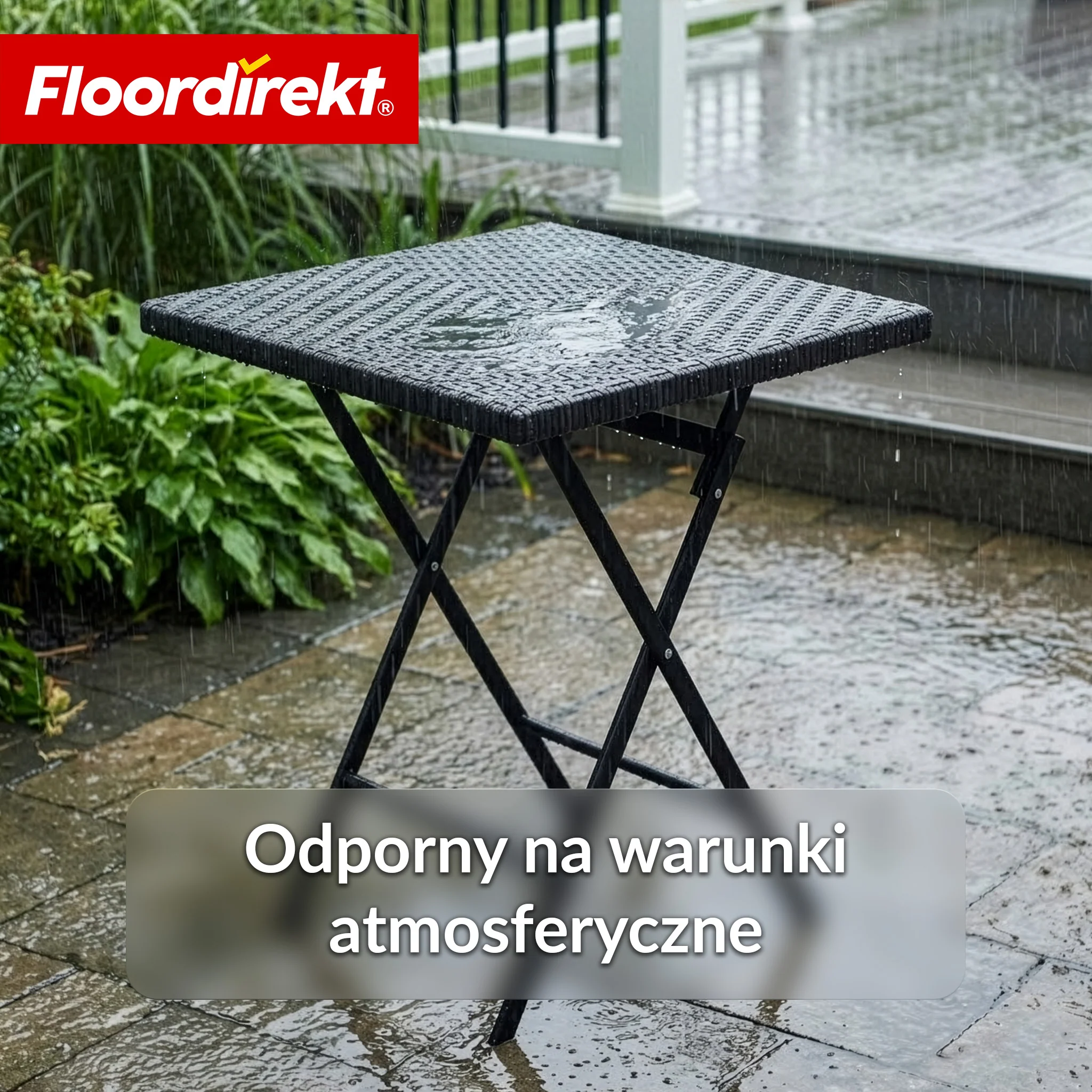 Stół składany | Kobe | Czarny stół ogrodowy składany w stylu rattanowym | 60 × 60 cm - Image 7
