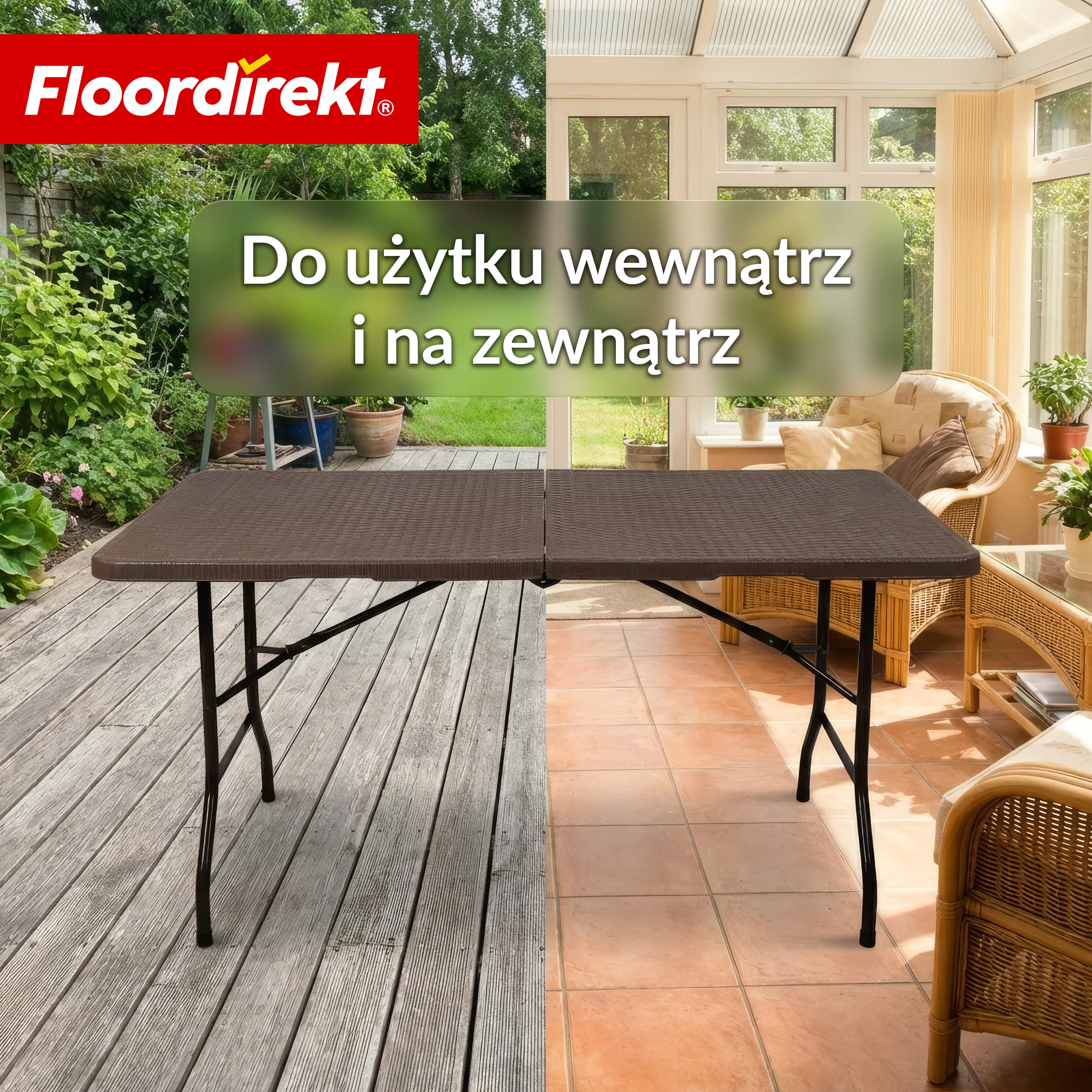Stół ogrodowy | Miyako | Odporny na warunki atmosferyczne stół składany 183×75 cm | Składany z uchwytem do przenoszenia do ogrodu, na taras i eventy - Image 7