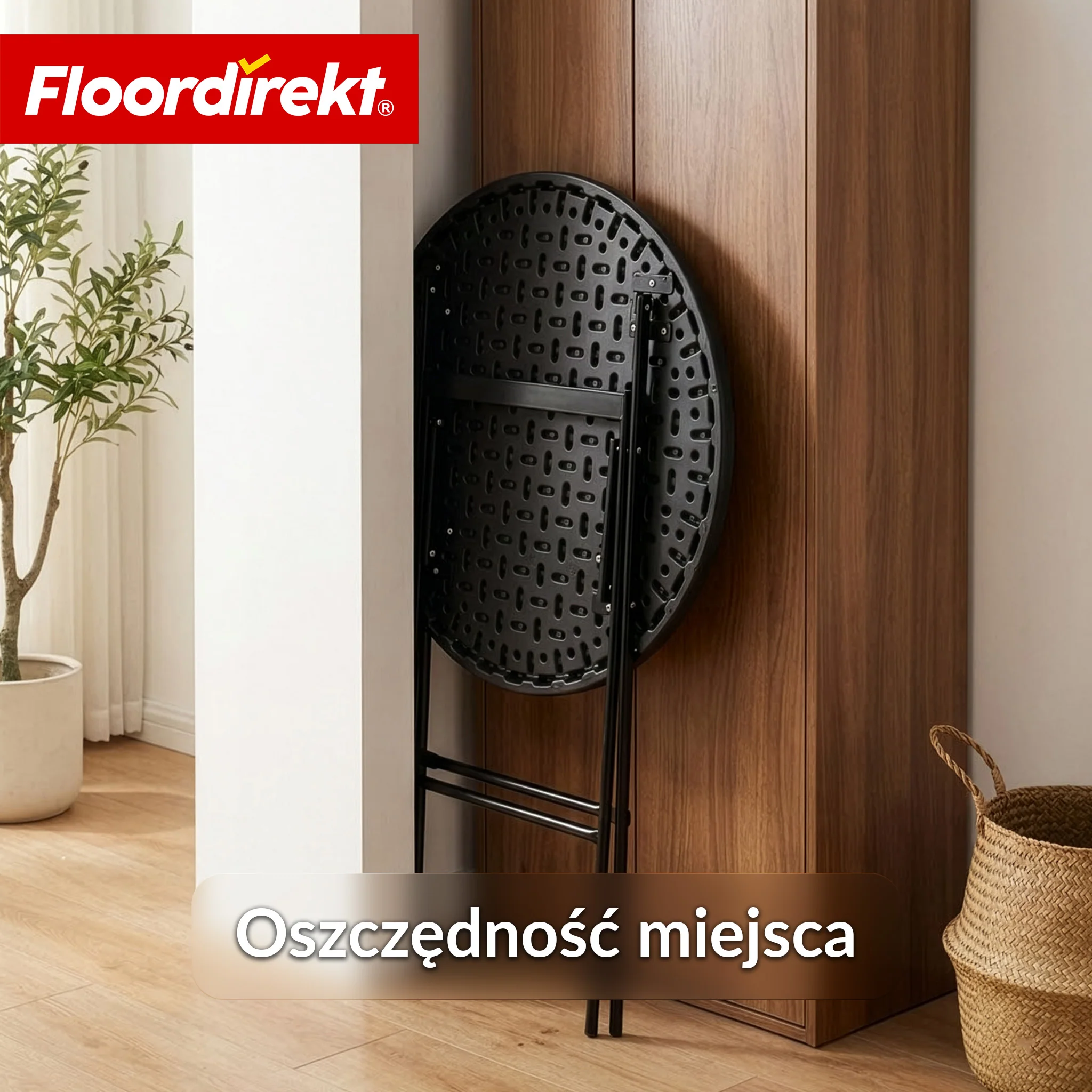 Stół składany | Toyama | Okrągły, składany stół ogrodowy w stylu rattanowym, czarny | Ø 60 cm - Image 6