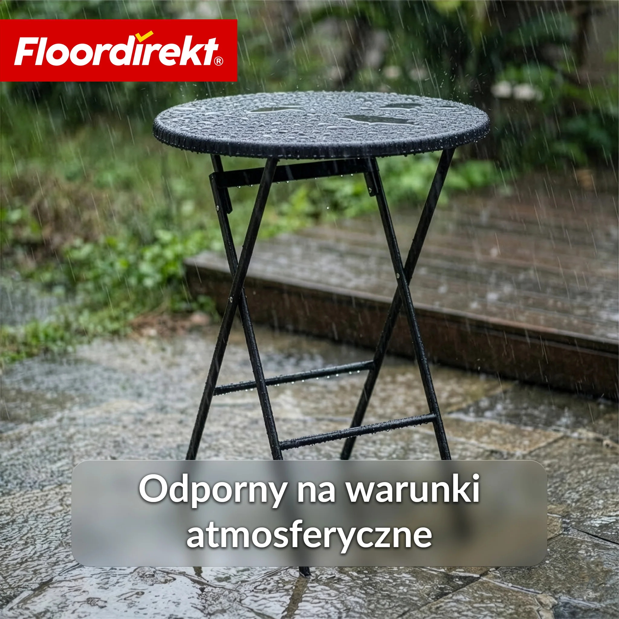 Stół składany | Toyama | Okrągły, składany stół ogrodowy w stylu rattanowym, czarny | Ø 60 cm - Image 7