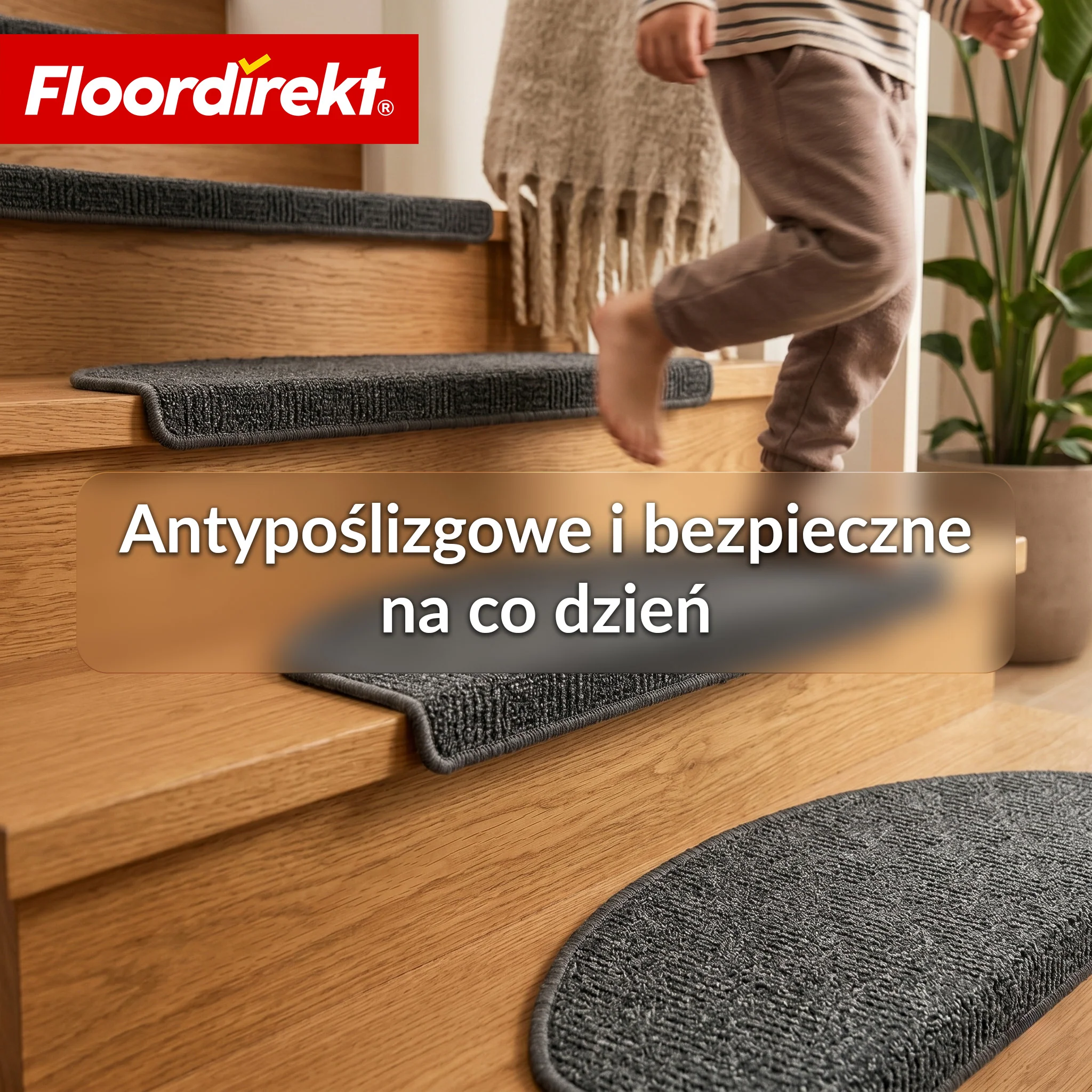 Mata schodowa | Monaco | Antypoślizgowa mata na schody z polipropylenu, wytrzymała, wyciszająca i łatwa w pielęgnacji w półokrągłym kształcie - Image 5