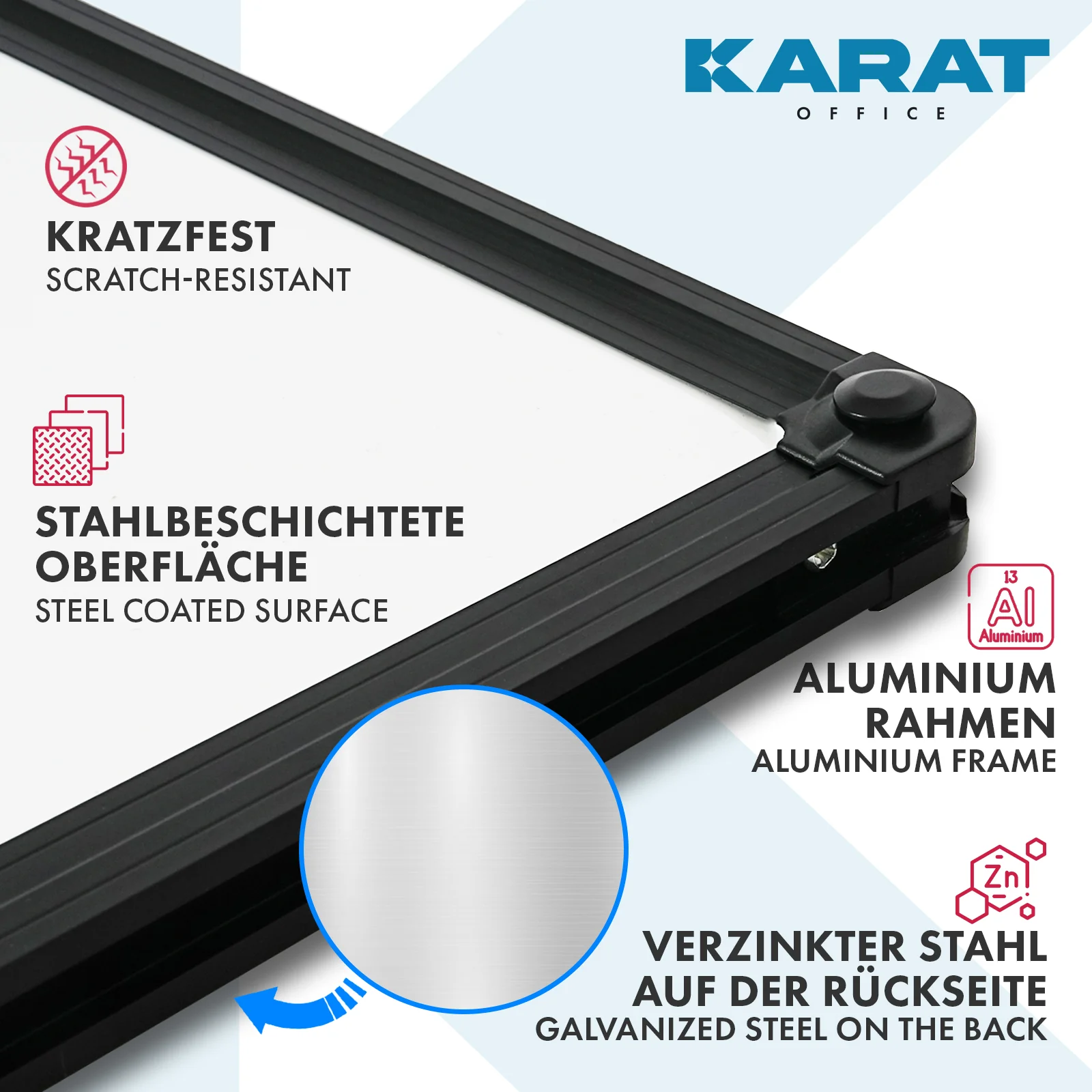 Whiteboard | Onyx | Specjalnie lakierowana | Odporna na zarysowania i magnetyczna | Czarna rama - Image 3