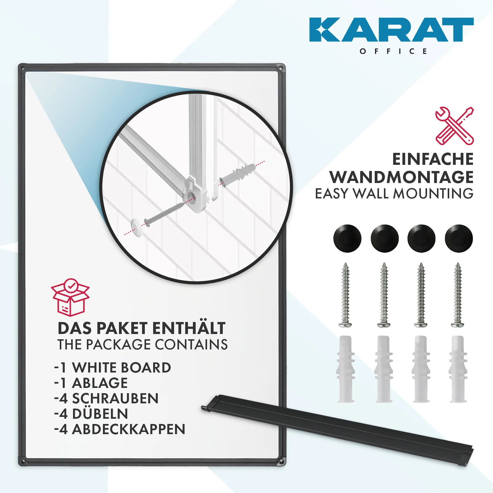 Whiteboard | Onyx | Specjalnie lakierowana | Odporna na zarysowania i magnetyczna | Czarna rama - Image 5