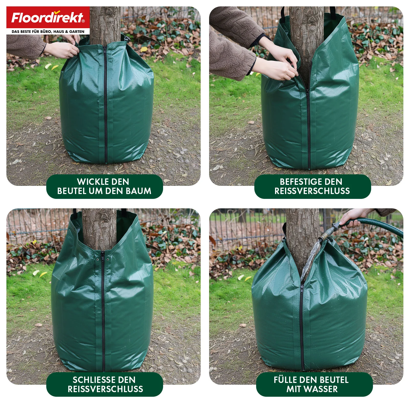 Worki do nawadniania drzew | Worki na wodę o pojemności 75 l i 100 l z systemem kroplującym | Worki do nawadniania drzew wielokrotnego użytku wykonane z PVC - Image 3
