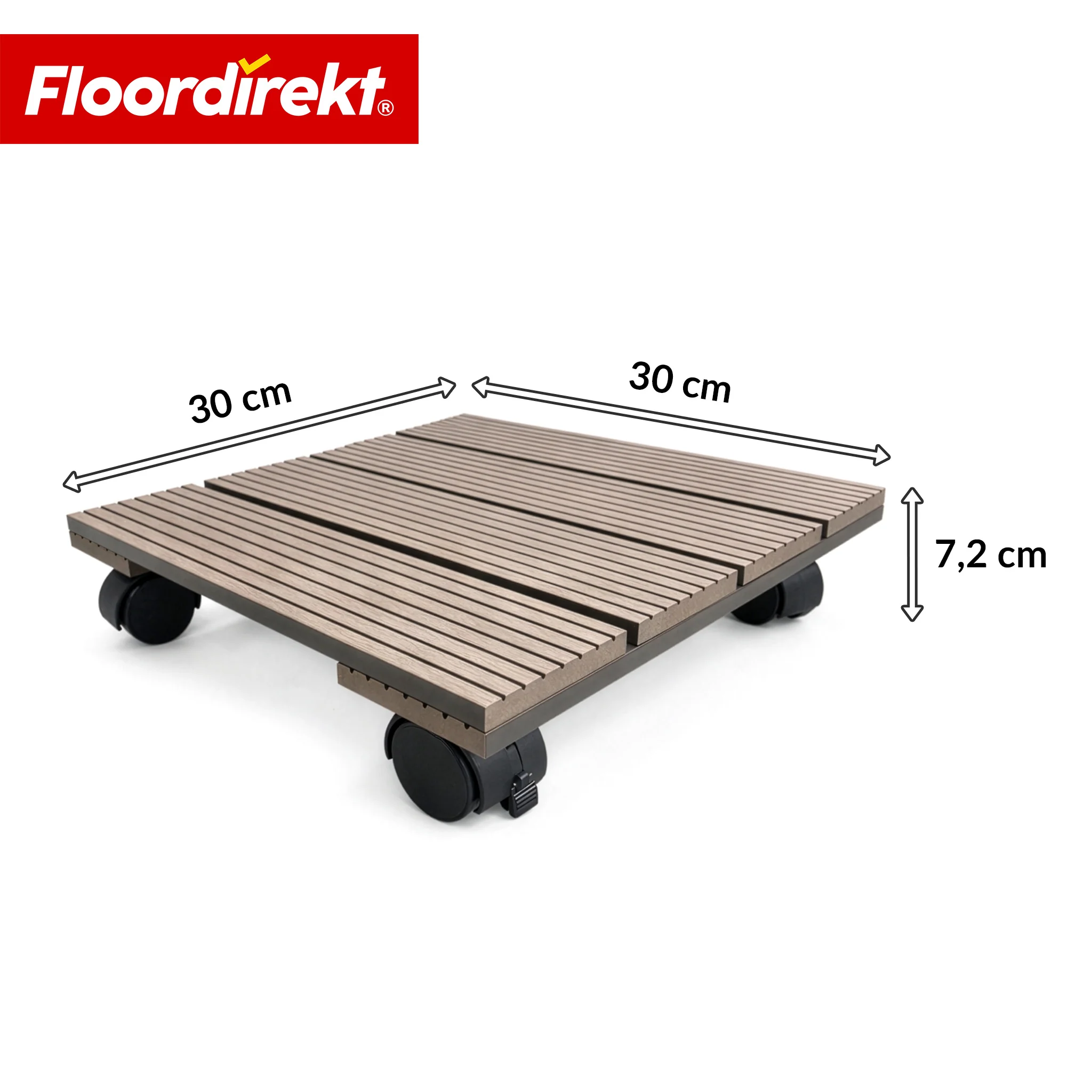 Wózek na rośliny WPC | Marquis | Podstawka na kółkach 30 x 30 cm | Kółka skrętne 360° z hamulcem | Udźwig do 80 kg - Image 2