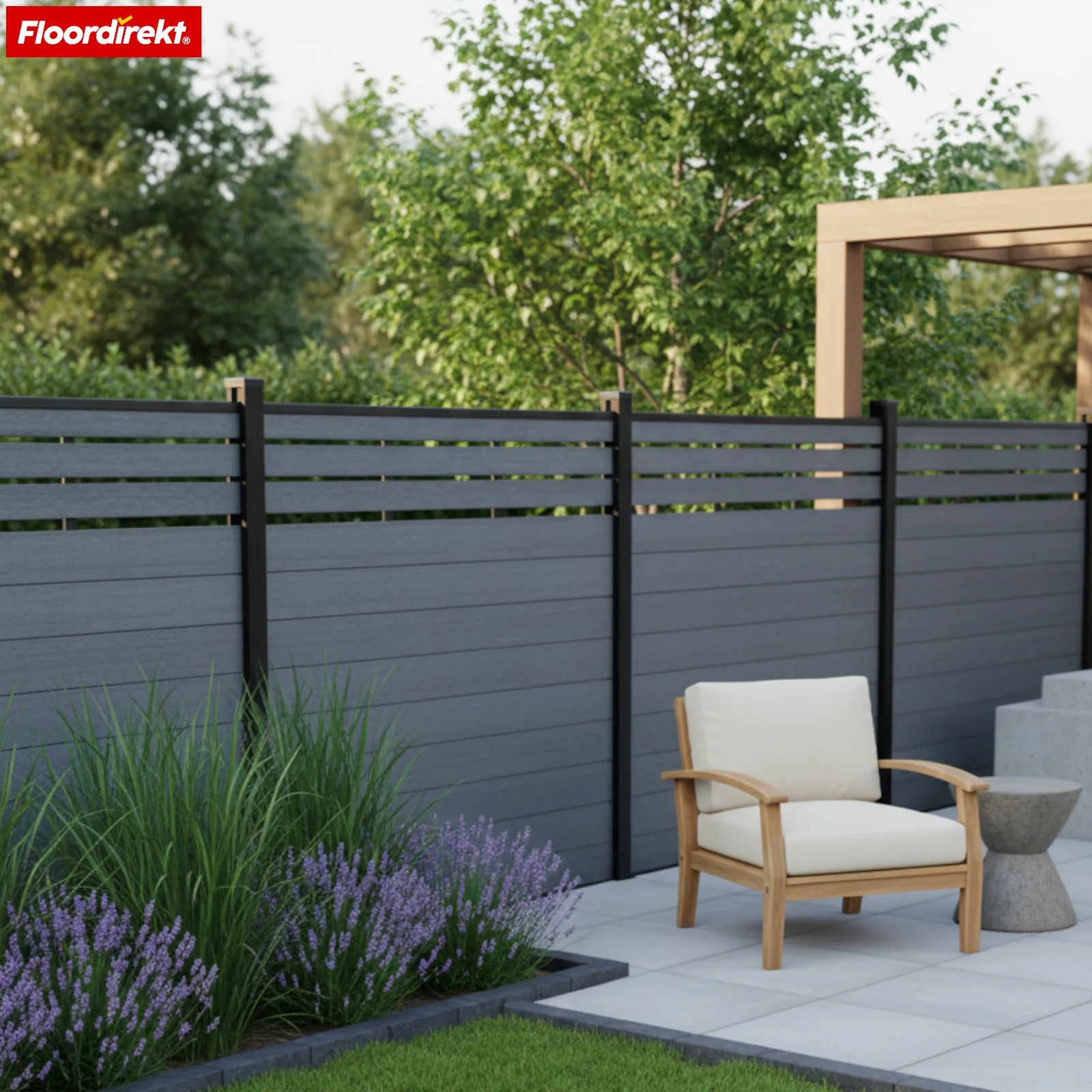 Ogrodzenie WPC Elba | 180x180 cm Antracyt | Odporne na warunki pogodowe, UV-stabilne i łatwe w pielęgnacji z aluminiowymi słupkami - Image 6