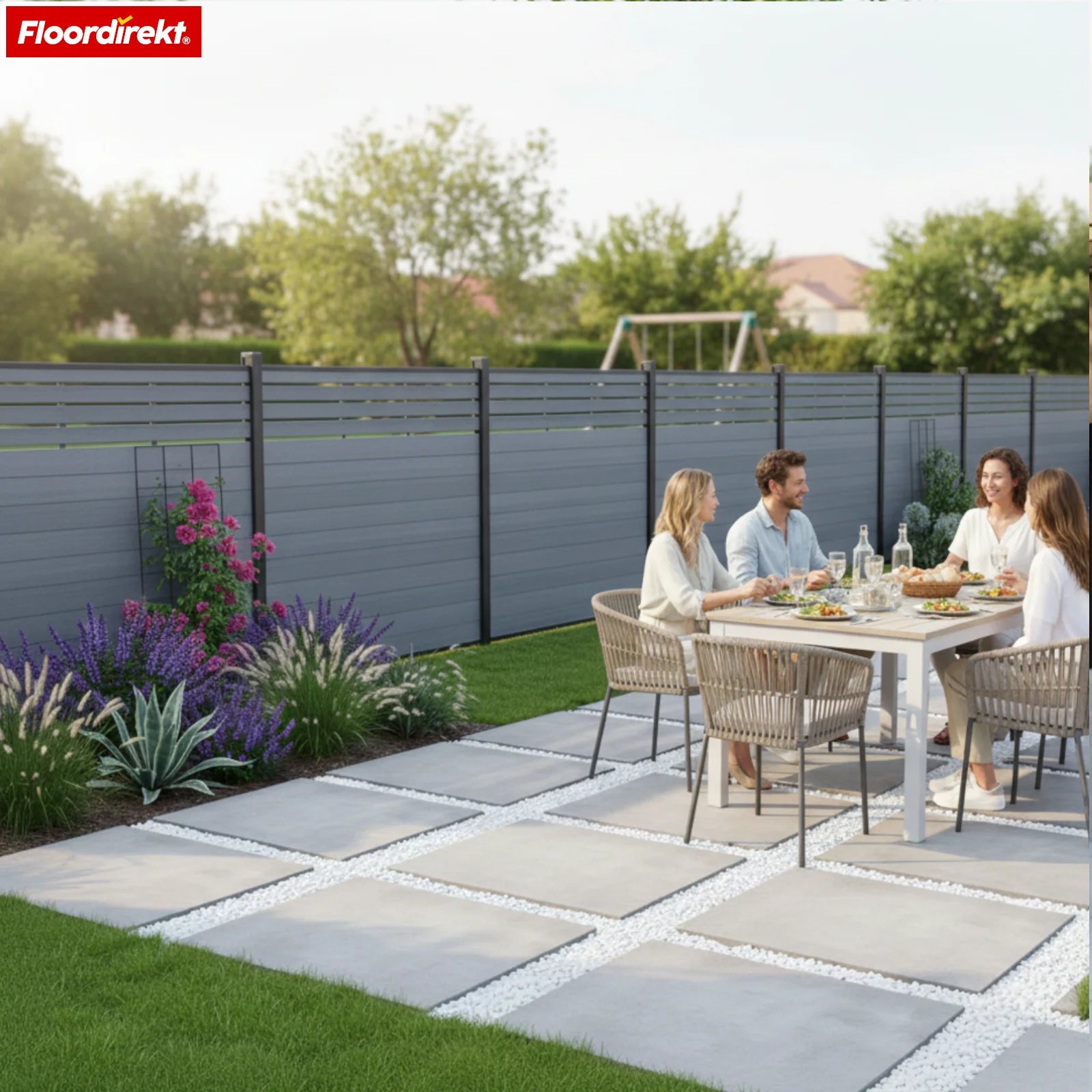 Ogrodzenie WPC Elba | 180x180 cm Antracyt | Odporne na warunki pogodowe, UV-stabilne i łatwe w pielęgnacji z aluminiowymi słupkami - Image 8