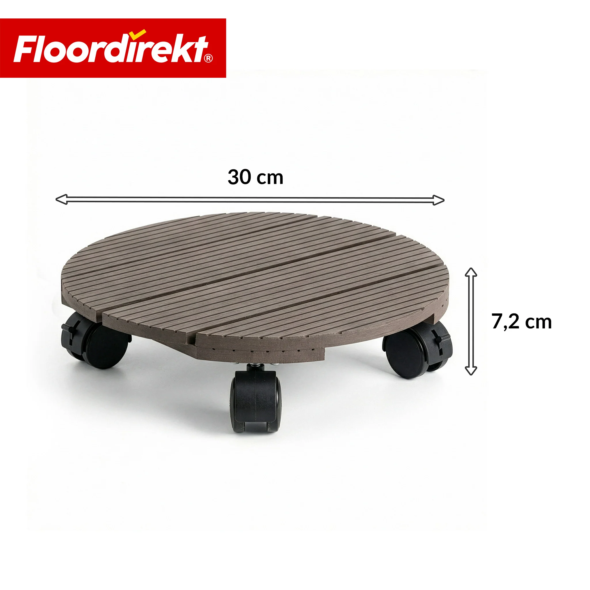 Podstawka na kółkach z WPC | Countess | Ø 30 cm | 4 kółka skrętne 360° z hamulcem | udźwig do 80 kg - Image 2