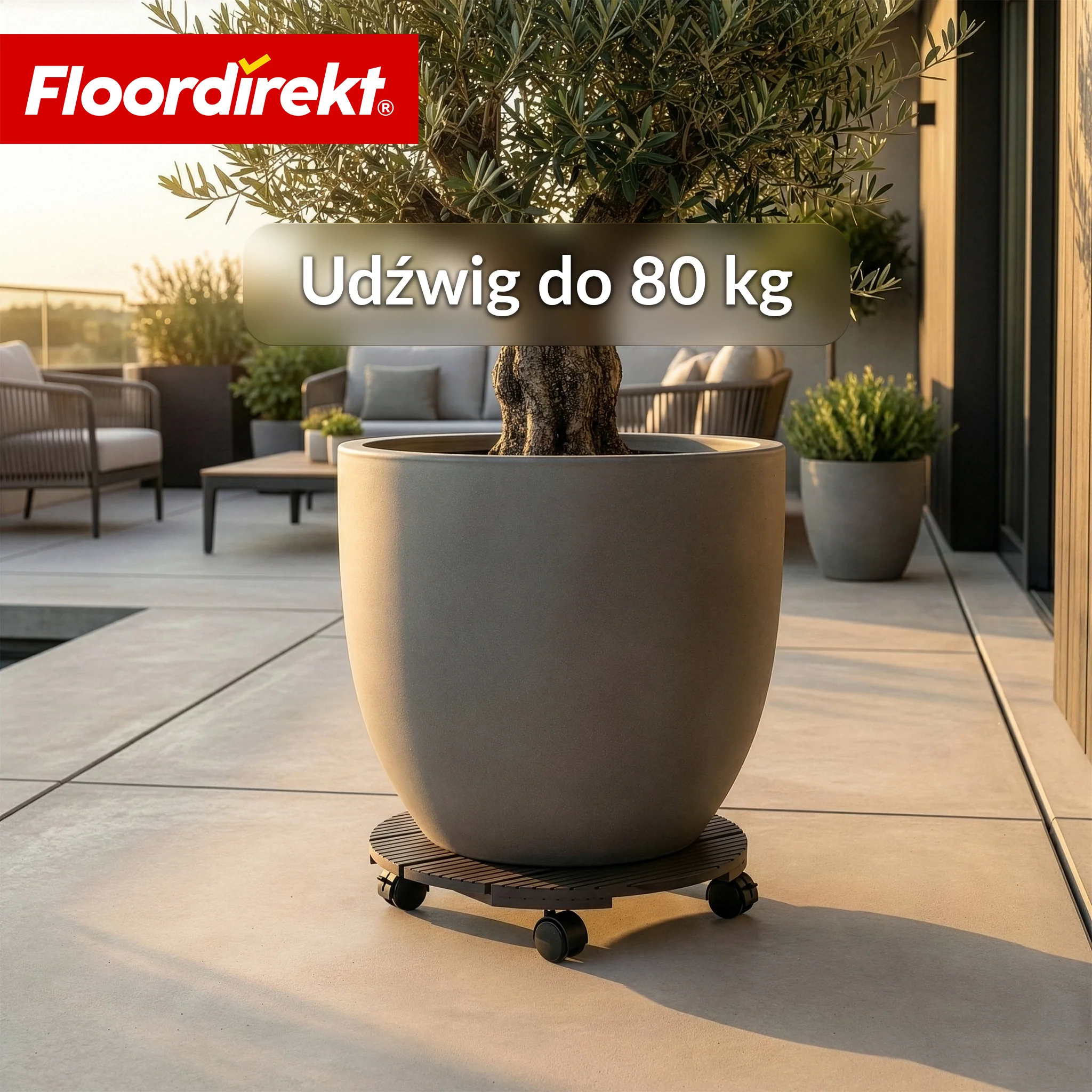 Podstawka na kółkach z WPC | Countess | Ø 30 cm | 4 kółka skrętne 360° z hamulcem | udźwig do 80 kg - Image 5