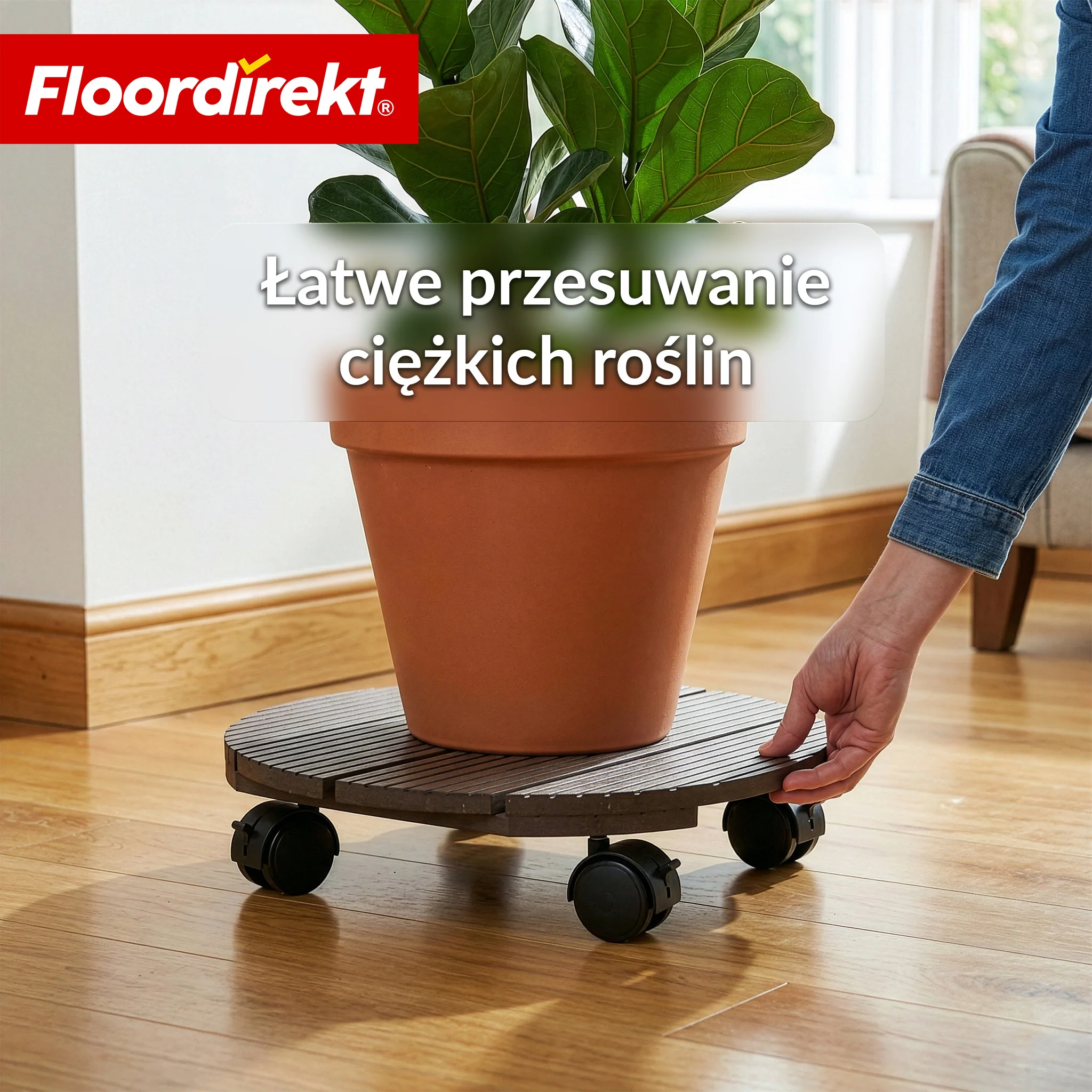 Podstawka na kółkach z WPC | Countess | Ø 30 cm | 4 kółka skrętne 360° z hamulcem | udźwig do 80 kg - Image 8
