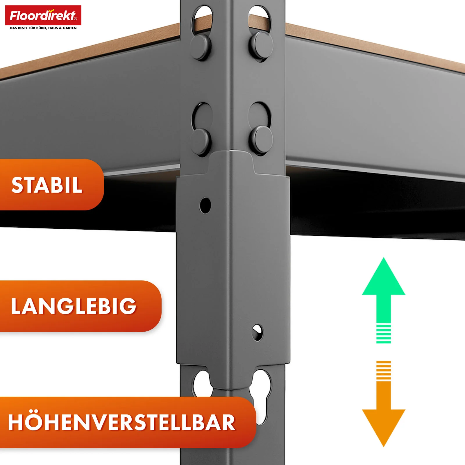 Regały do dużych obciążeń | Rhino | Regały magazynowe z 5 półkami | Nośność 1050 kg | Innowacyjny system wtykowy | W różnych kolorach i rozmiarach - Image 37